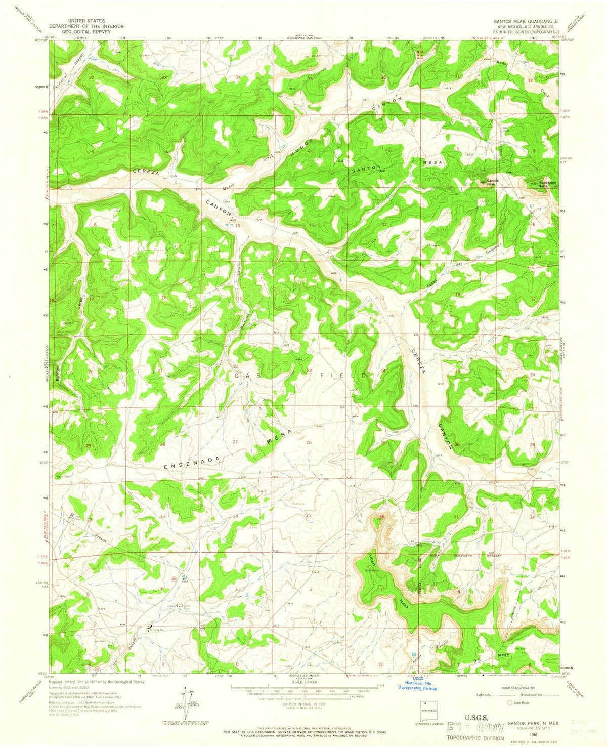1963 Santos Peak, NM - New Mexico - USGS Topographic Map
