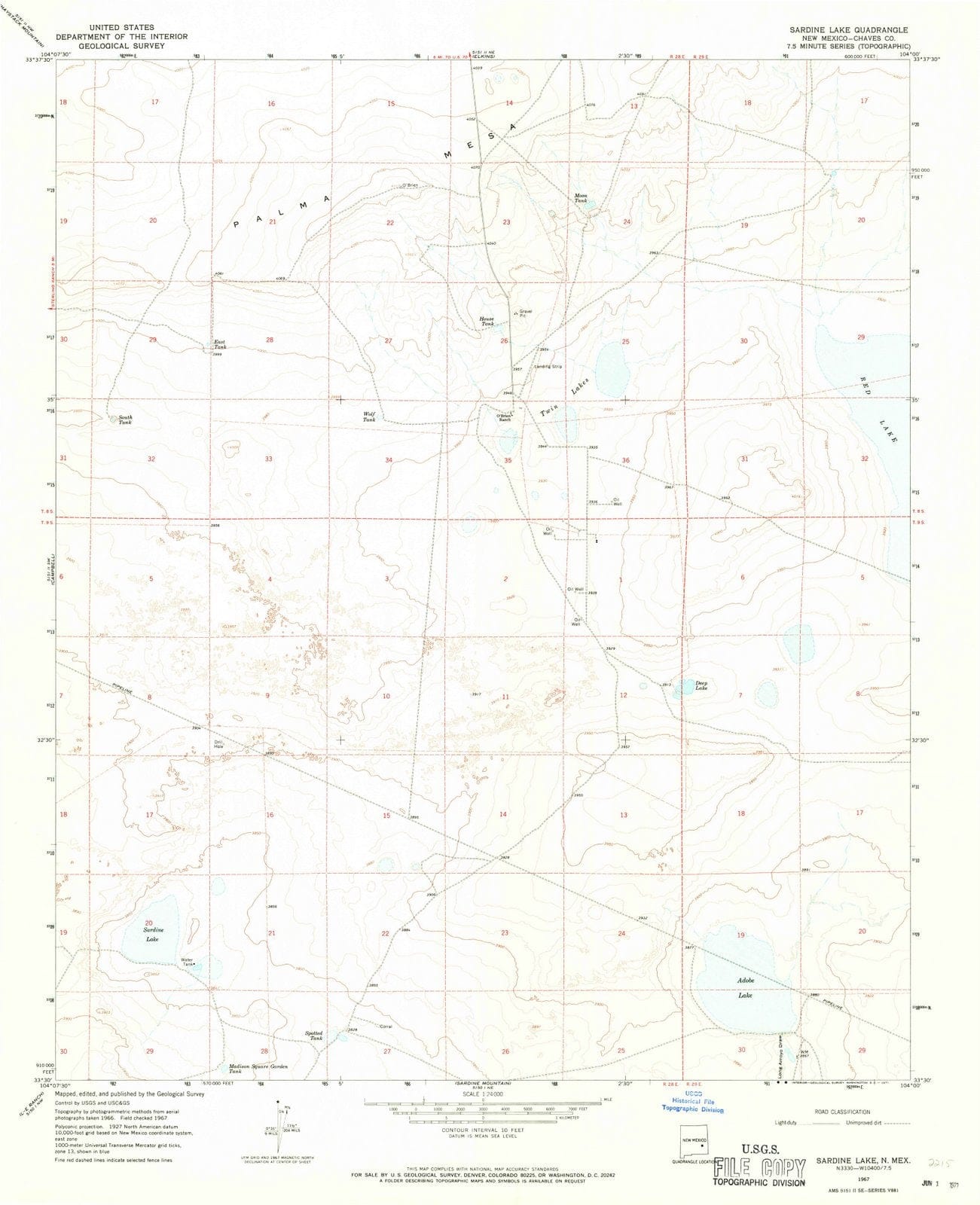 1967 Sardine Lake, NM - New Mexico - USGS Topographic Map