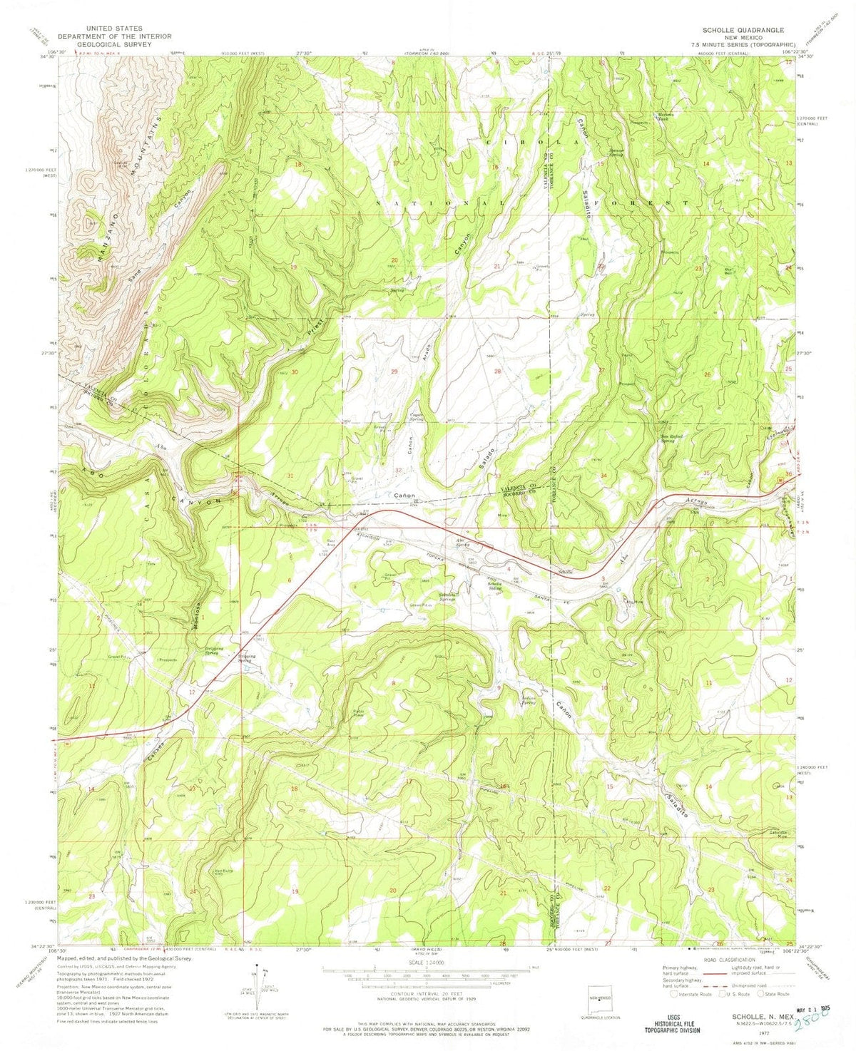 1972 Scholle, NM - New Mexico - USGS Topographic Map