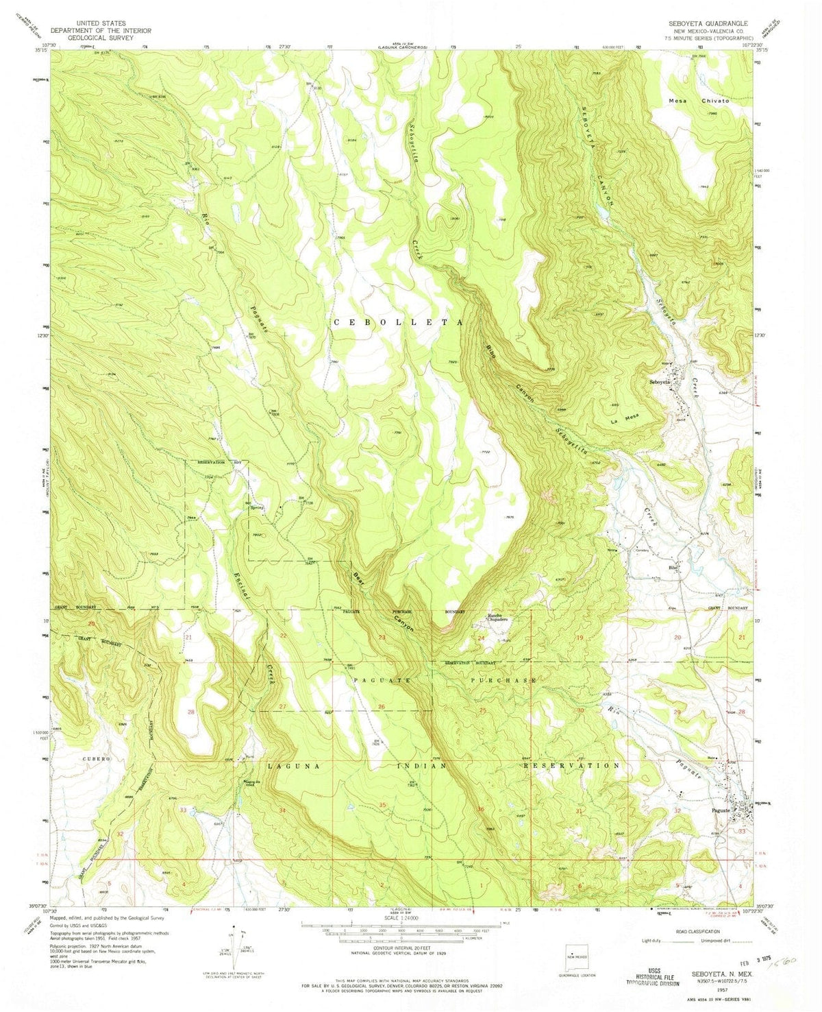 1957 Seboyeta, NM - New Mexico - USGS Topographic Map