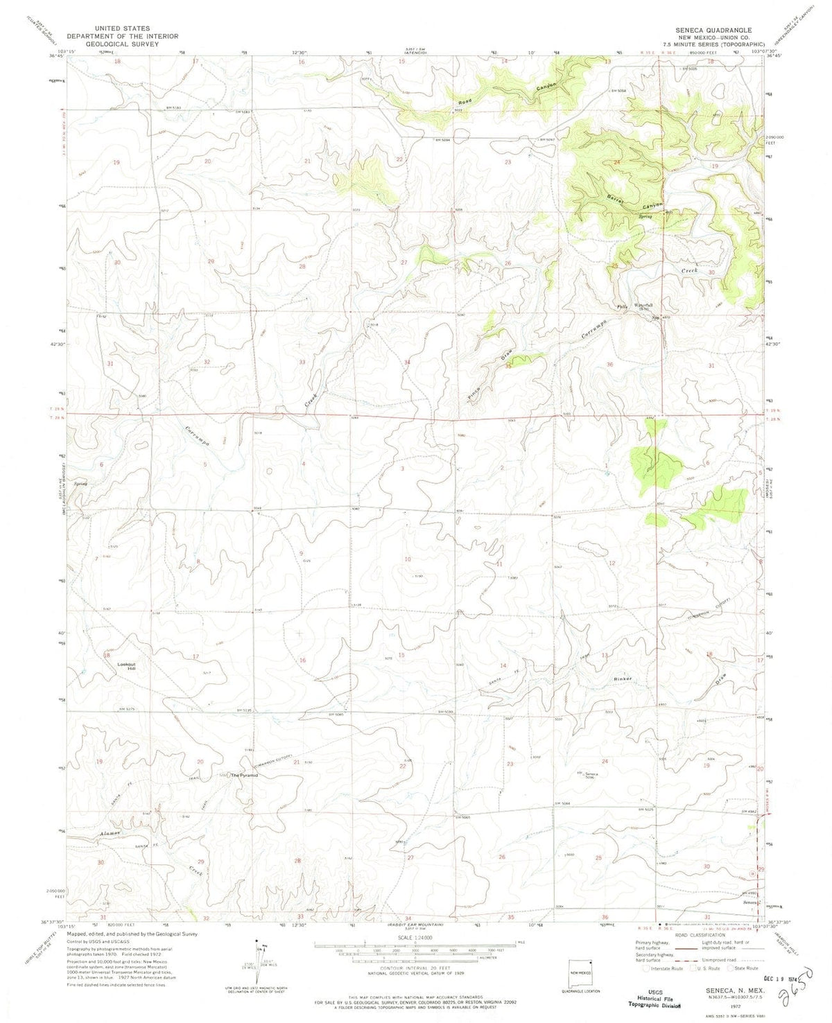 1972 Seneca, NM - New Mexico - USGS Topographic Map