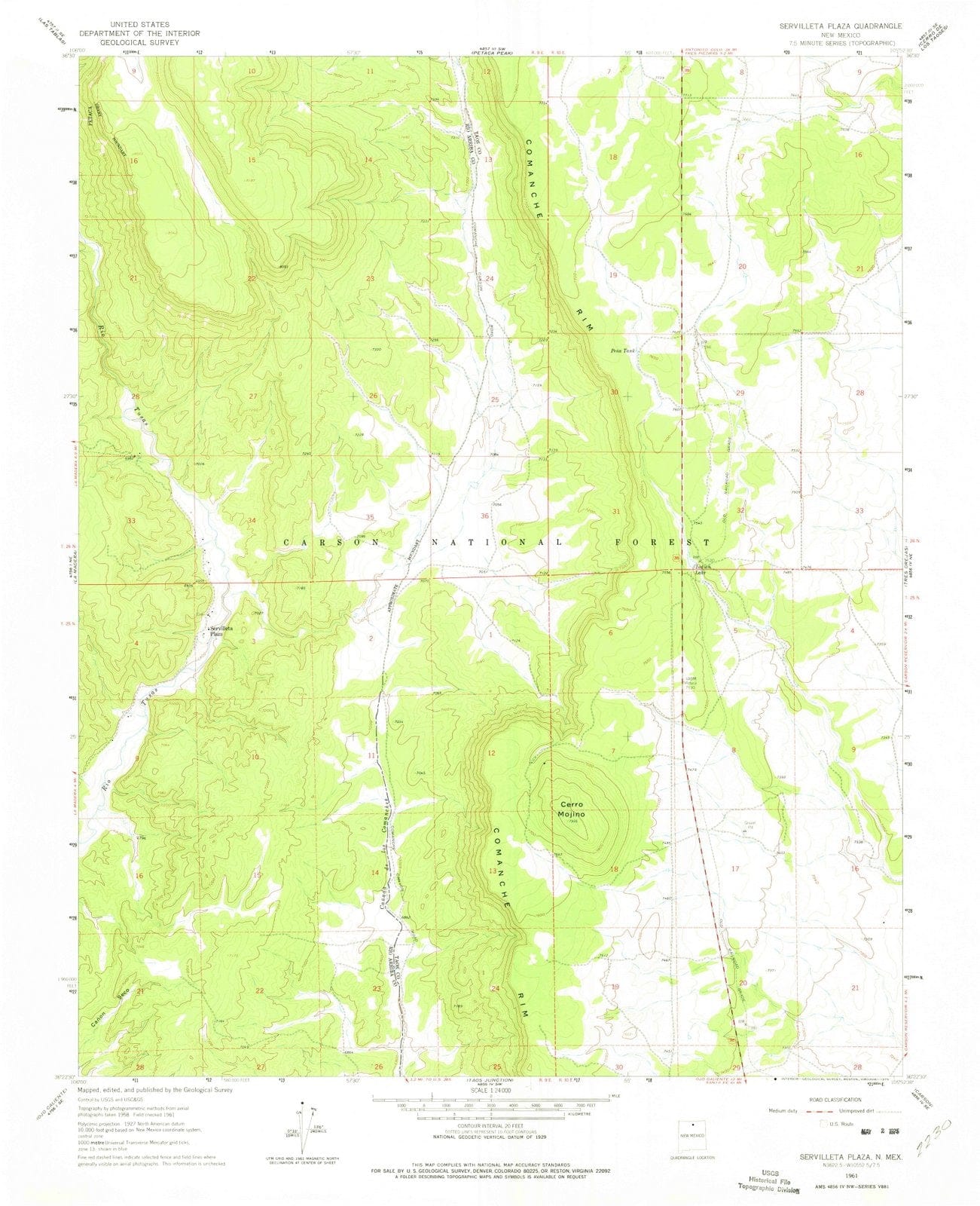 1961 Servilleta Plaza, NM - New Mexico - USGS Topographic Map