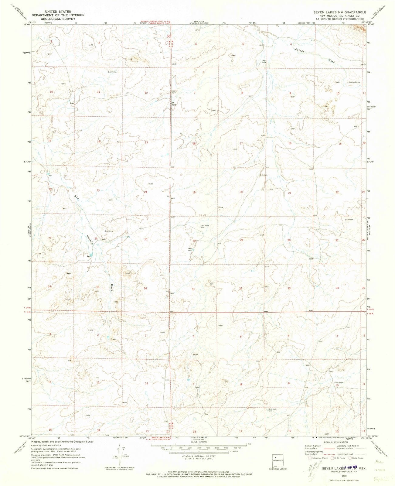 1970 Seven Lakes, NM - New Mexico - USGS Topographic Map v2