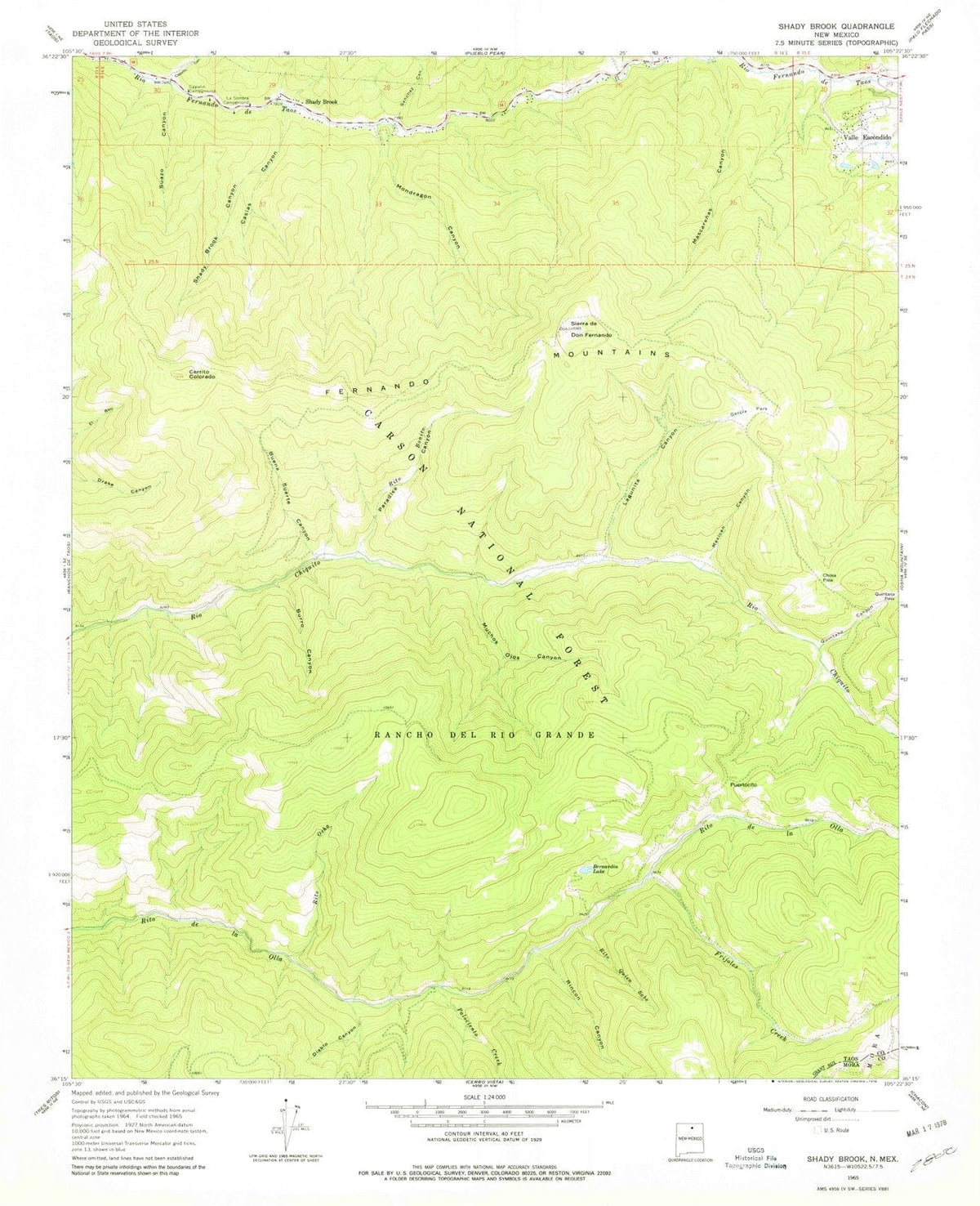 1965 Shady Brook, NM - New Mexico - USGS Topographic Map