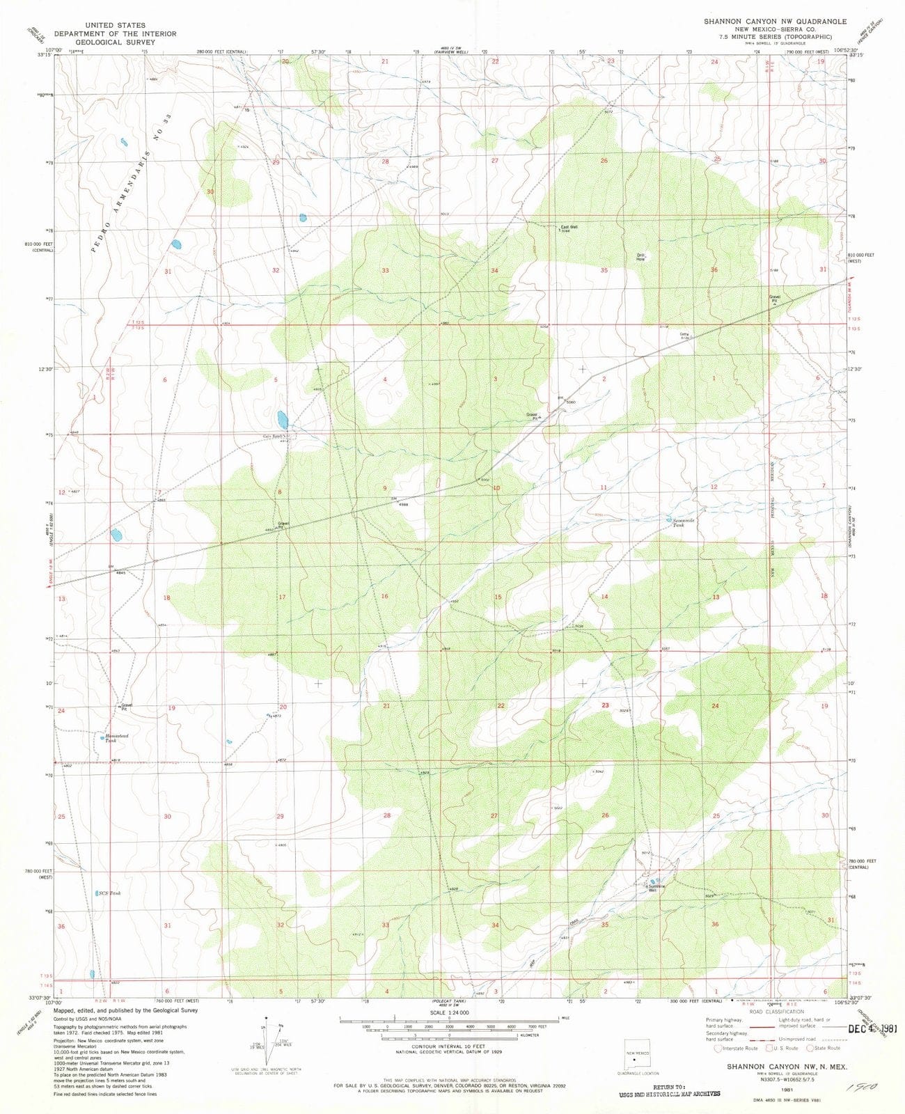1981 Shannon Canyon, NM - New Mexico - USGS Topographic Map