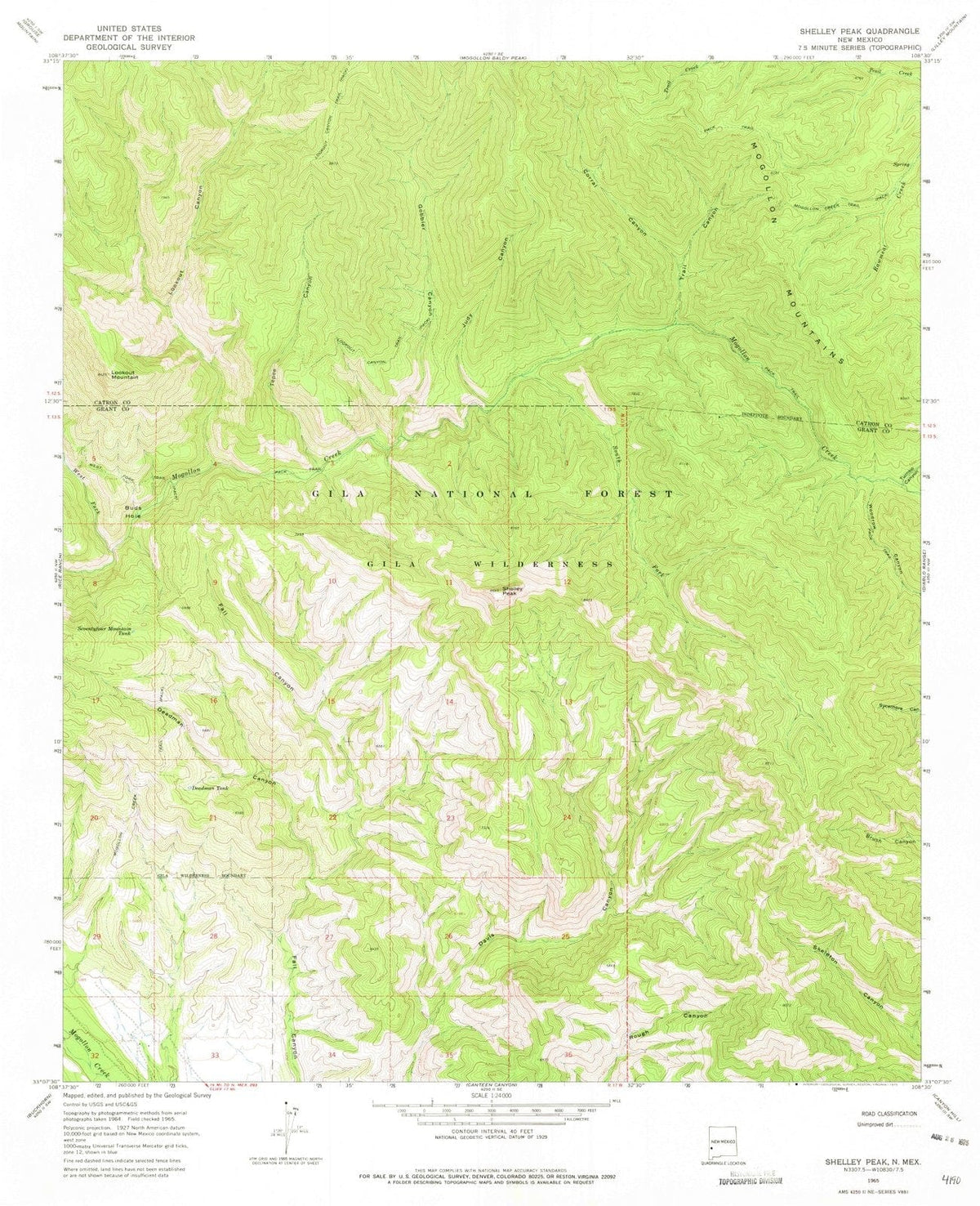 1965 Shelley Peak, NM - New Mexico - USGS Topographic Map