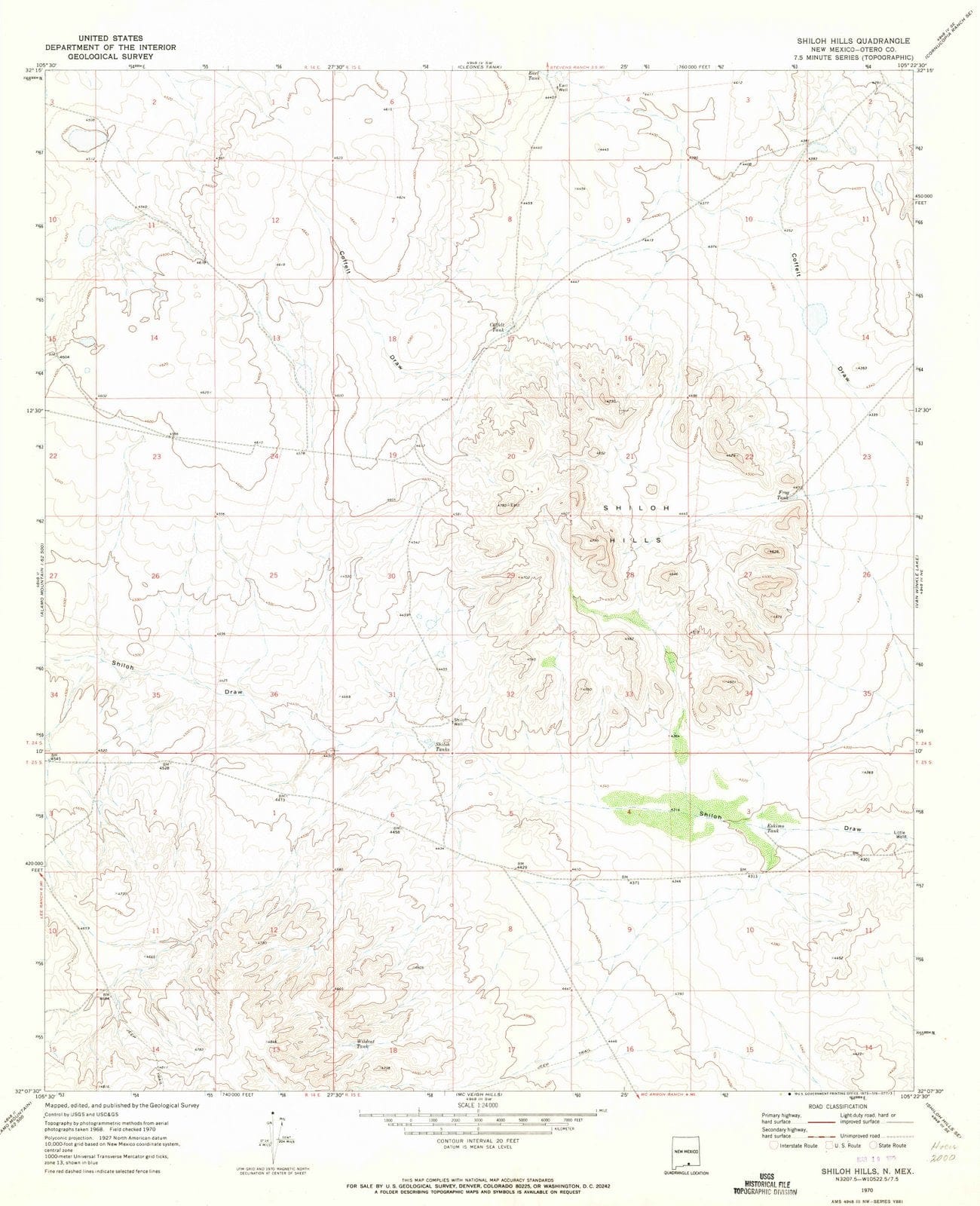 1970 Shiloh Hills, NM - New Mexico - USGS Topographic Map v2