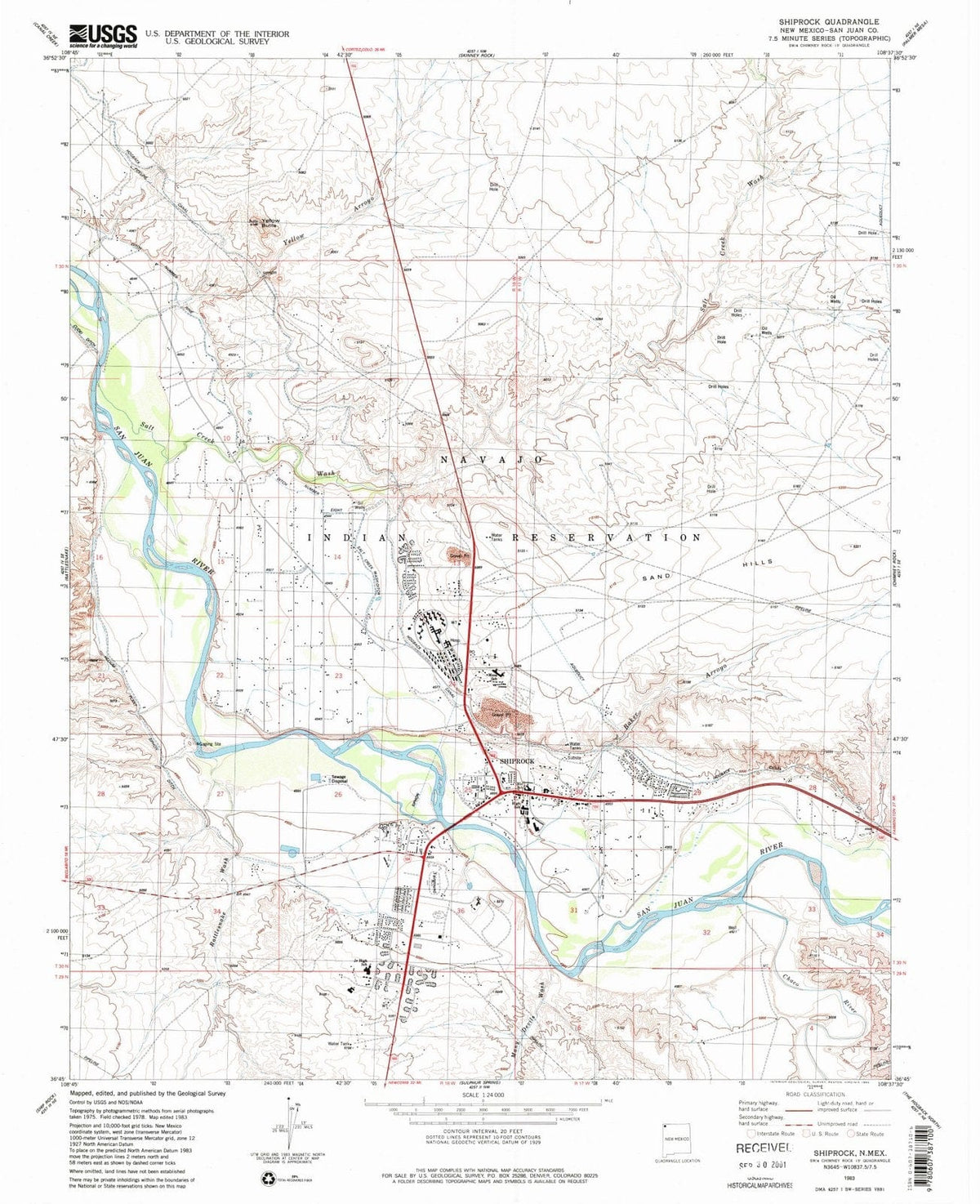 1983 Shiprock, NM - New Mexico - USGS Topographic Map