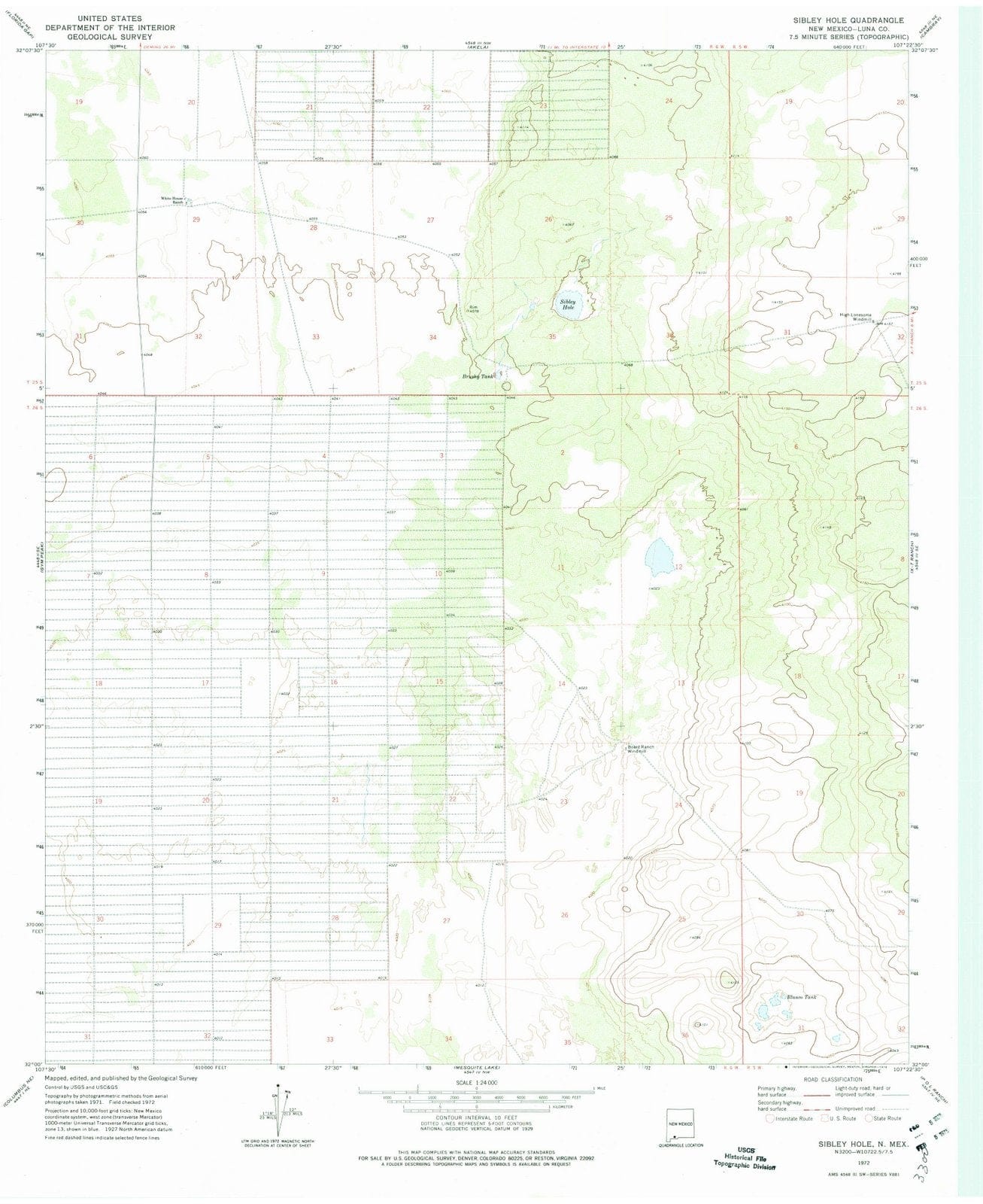 1972 Sibley Hole, NM - New Mexico - USGS Topographic Map