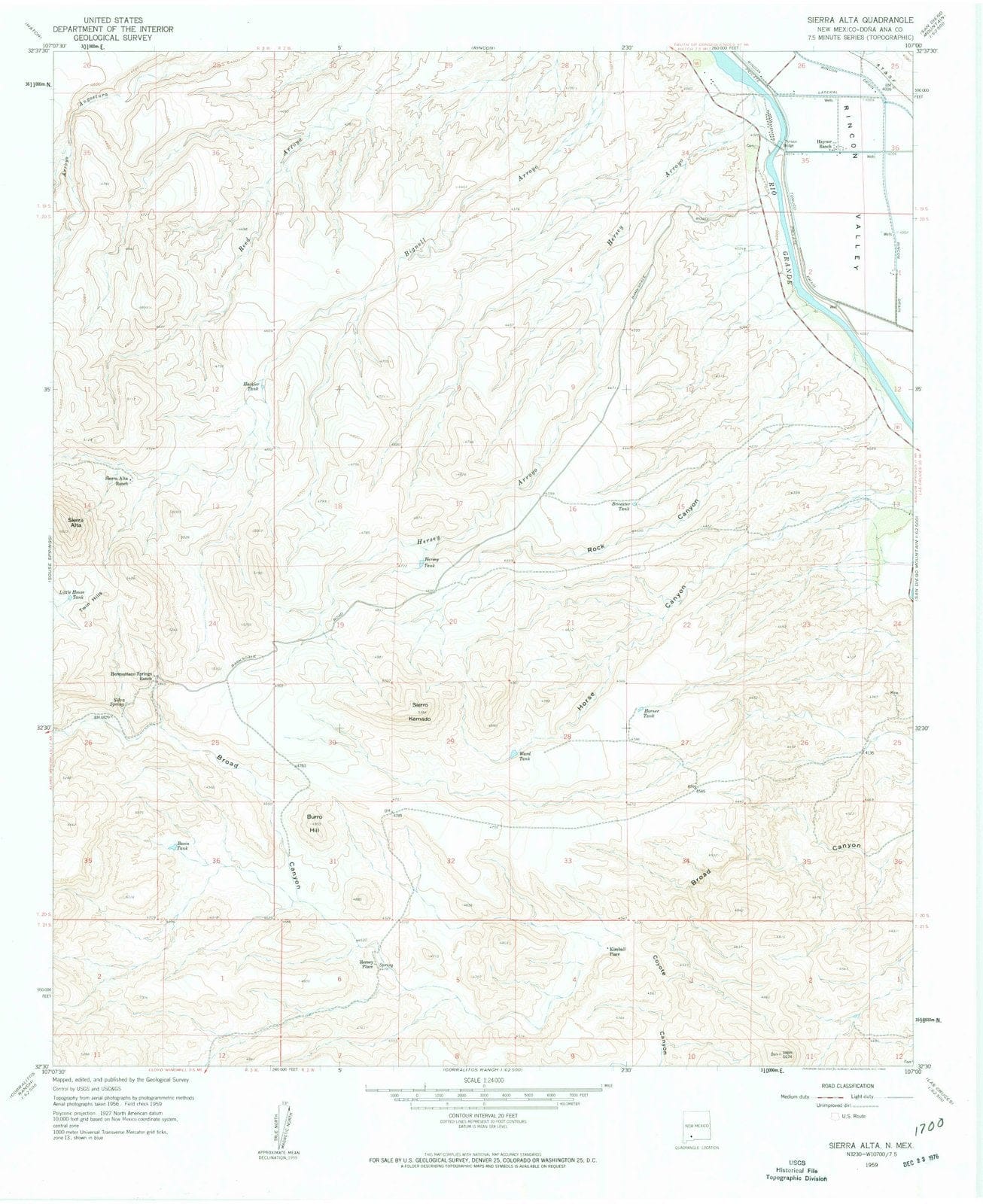 1959 Sierra Alta, NM - New Mexico - USGS Topographic Map