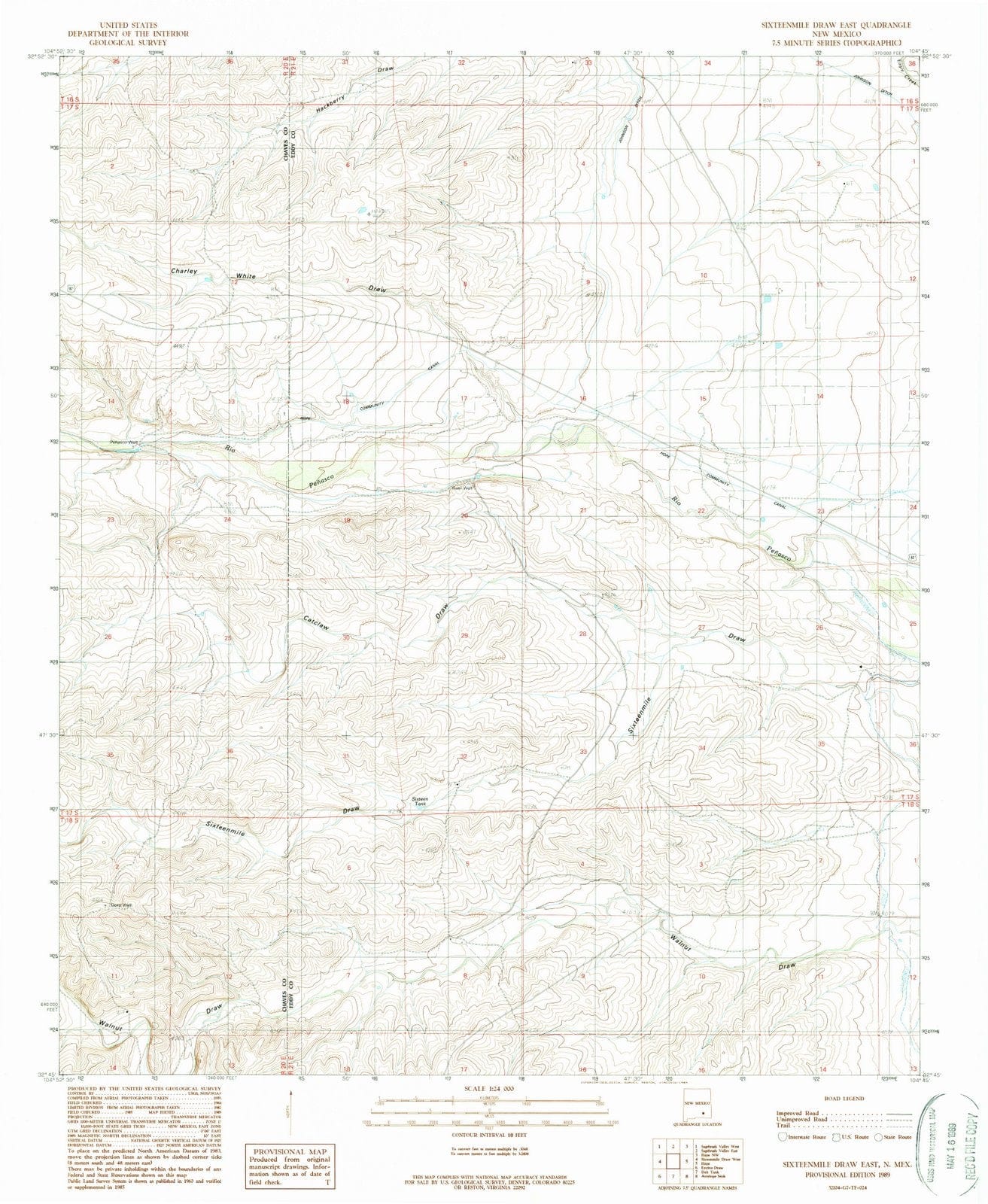 1989 Sixteenmileraw East, NM - New Mexico - USGS Topographic Map