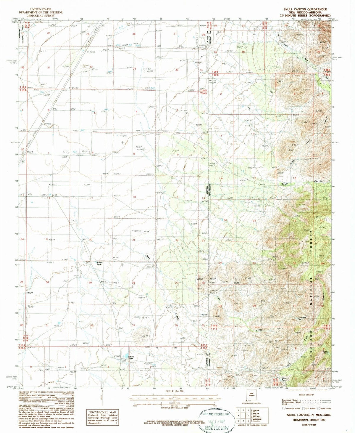 1987 Skull Canyon, NM - New Mexico - USGS Topographic Map