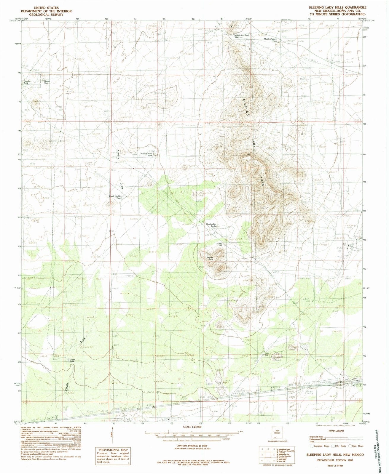 1985 Sleeping Lady Hills, NM - New Mexico - USGS Topographic Map