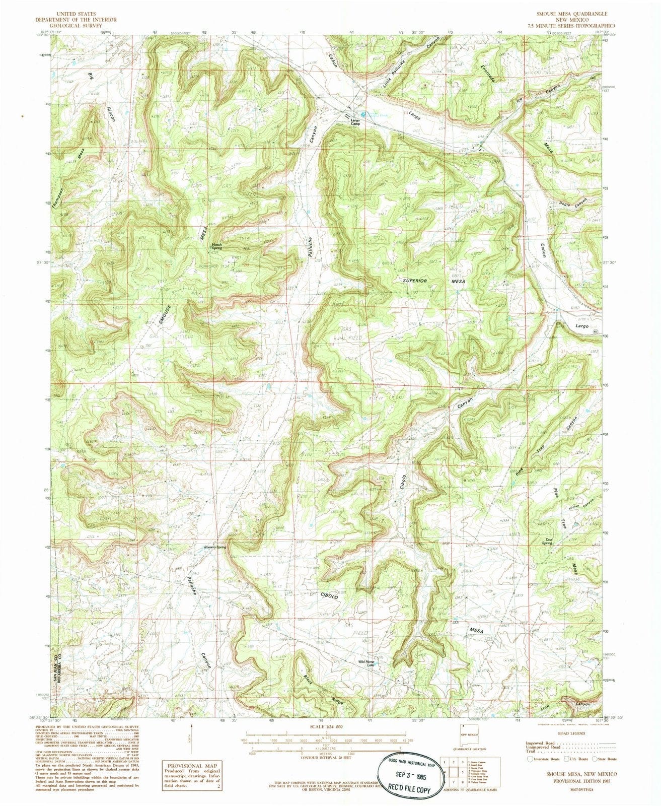 1985 Smouse Mesa, NM - New Mexico - USGS Topographic Map