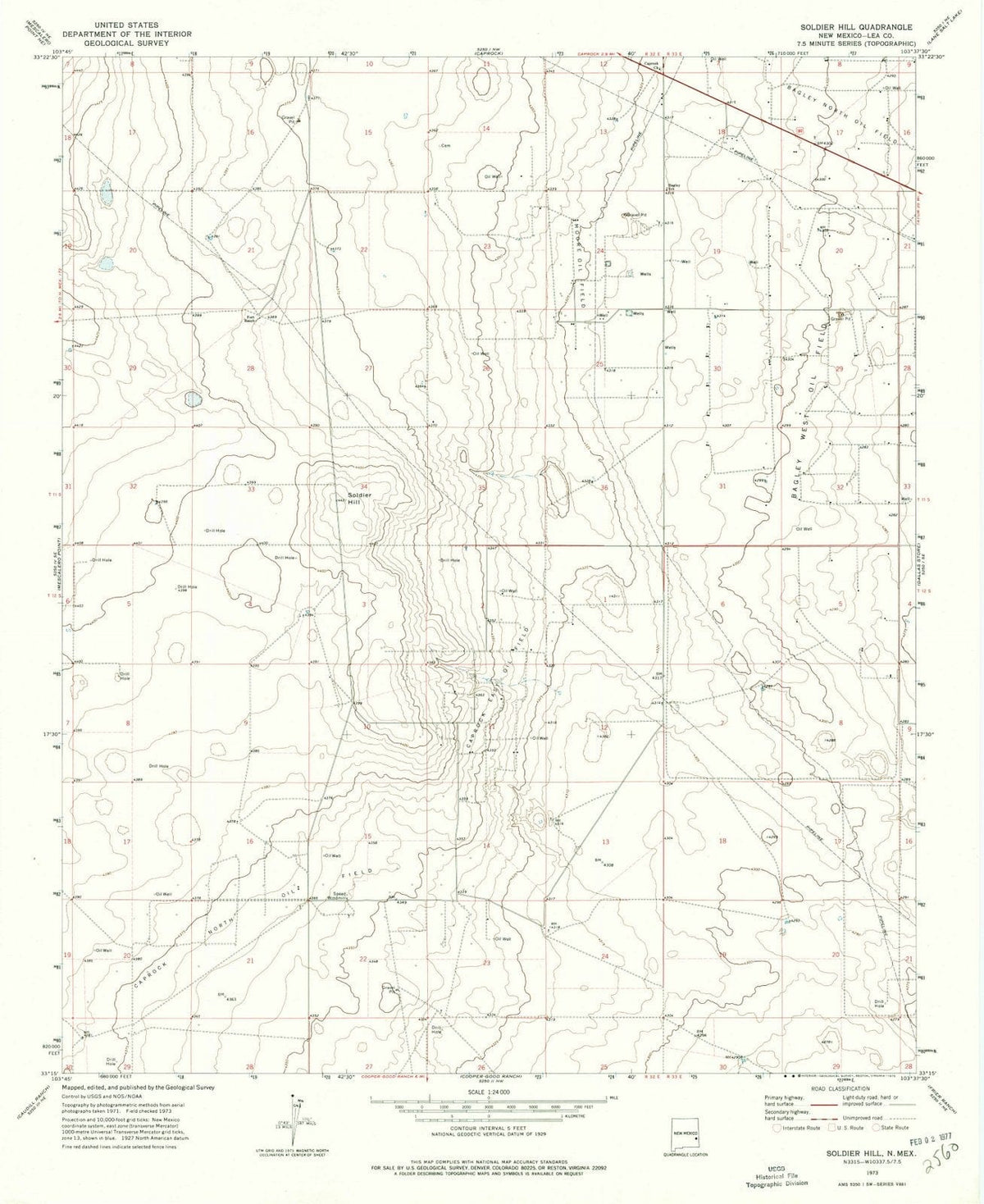 1973 Soldier Hill, NM - New Mexico - USGS Topographic Map