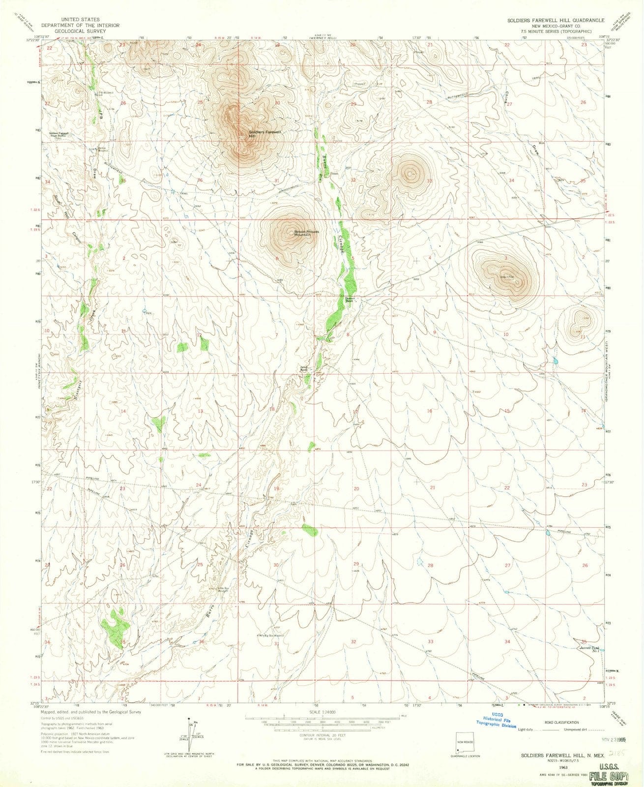 1963 Soldiers Farewell Hill, NM - New Mexico - USGS Topographic Map