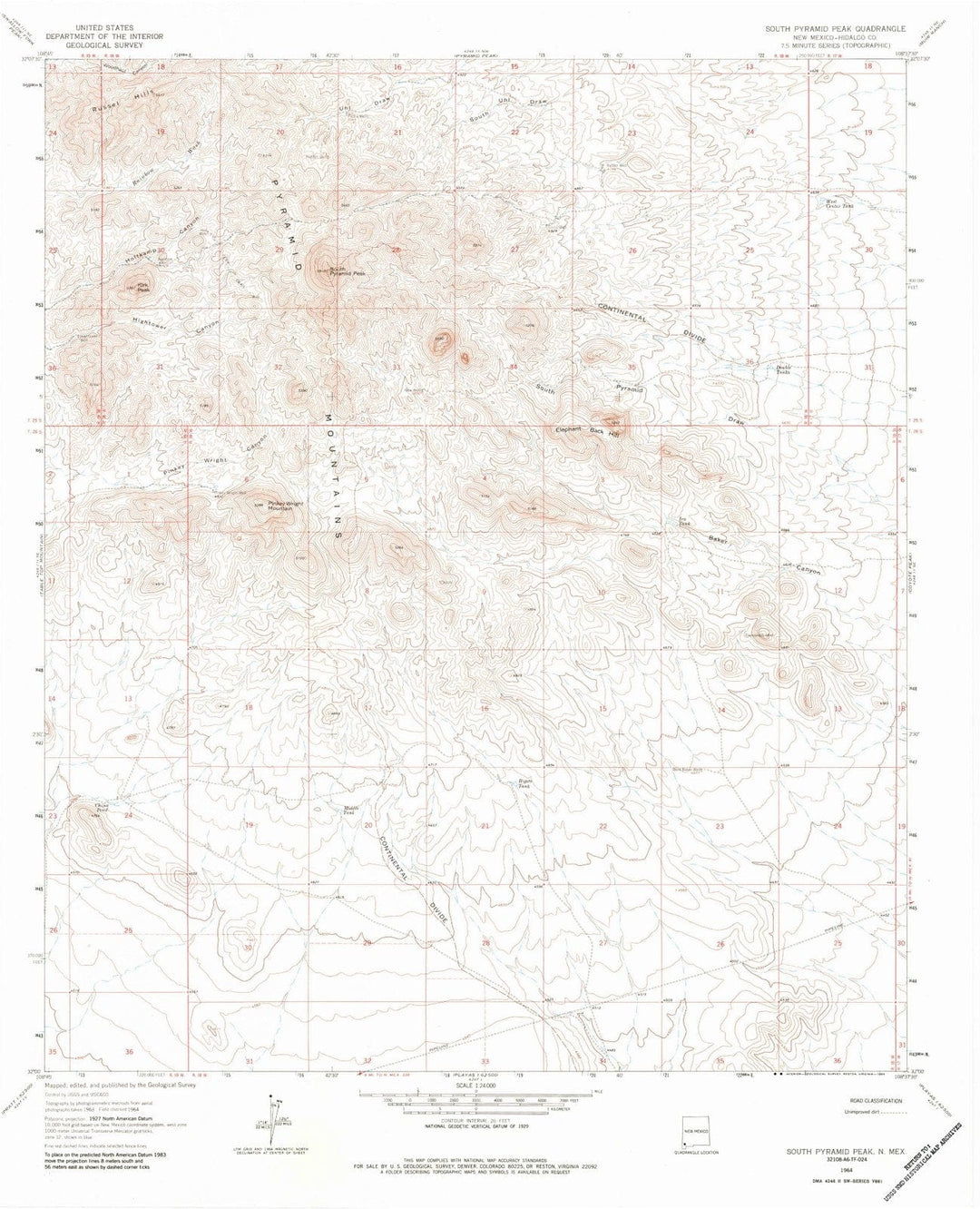 1964 South Pyramid Peak, NM - New Mexico - USGS Topographic Map