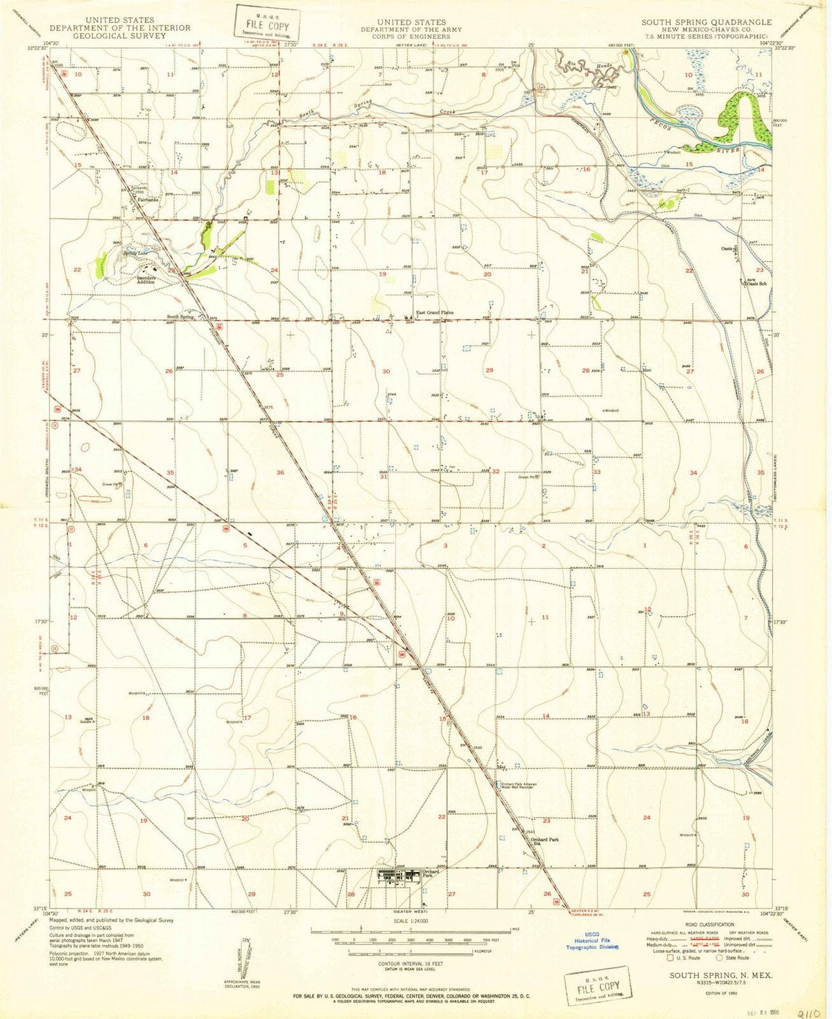 1950 South Spring, NM - New Mexico - USGS Topographic Map