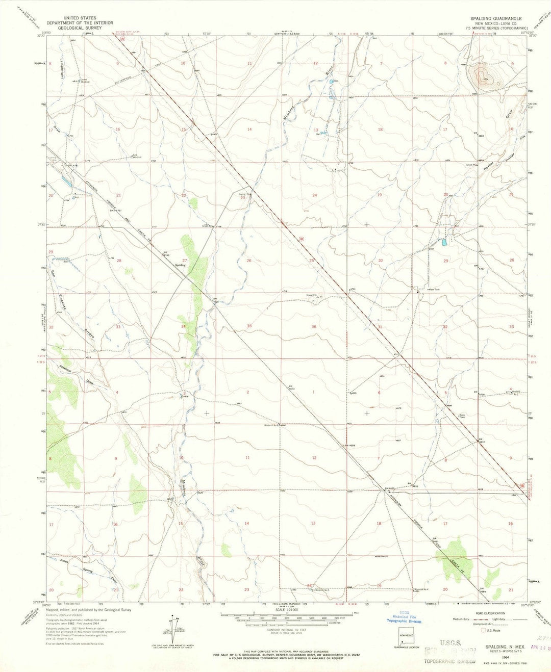 1964 Spalding, NM - New Mexico - USGS Topographic Map