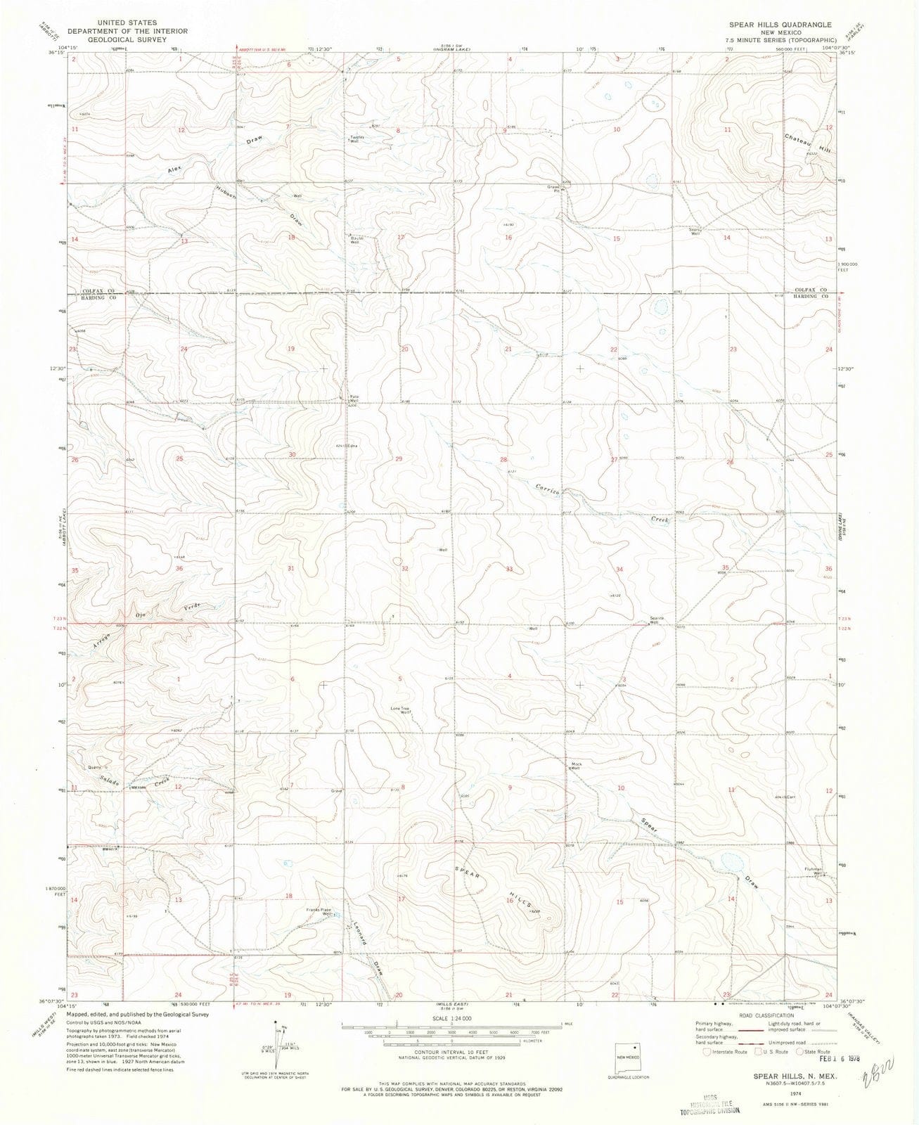 1974 Spear Hills, NM - New Mexico - USGS Topographic Map