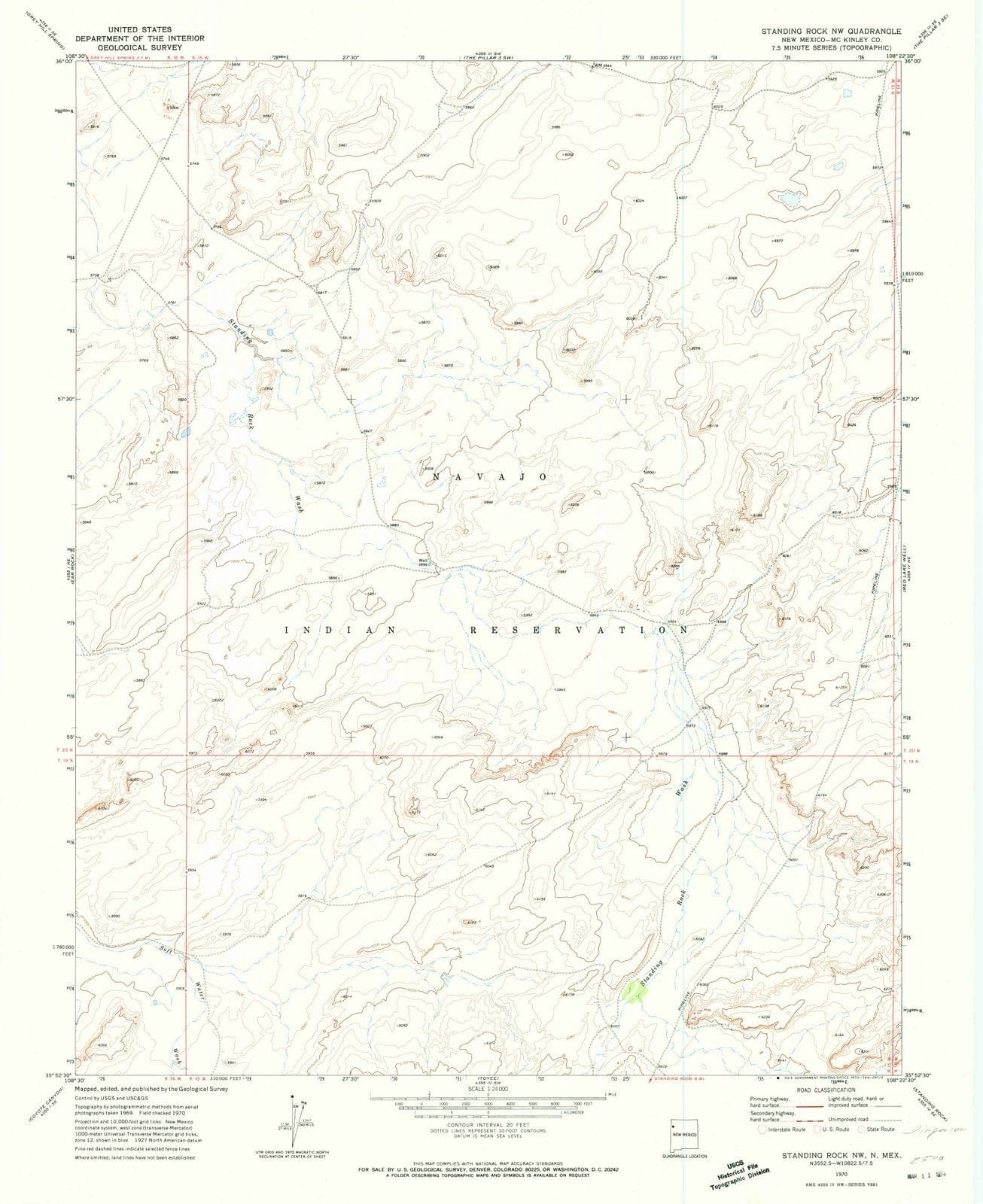 1970 Standing Rock, NM - New Mexico - USGS Topographic Map