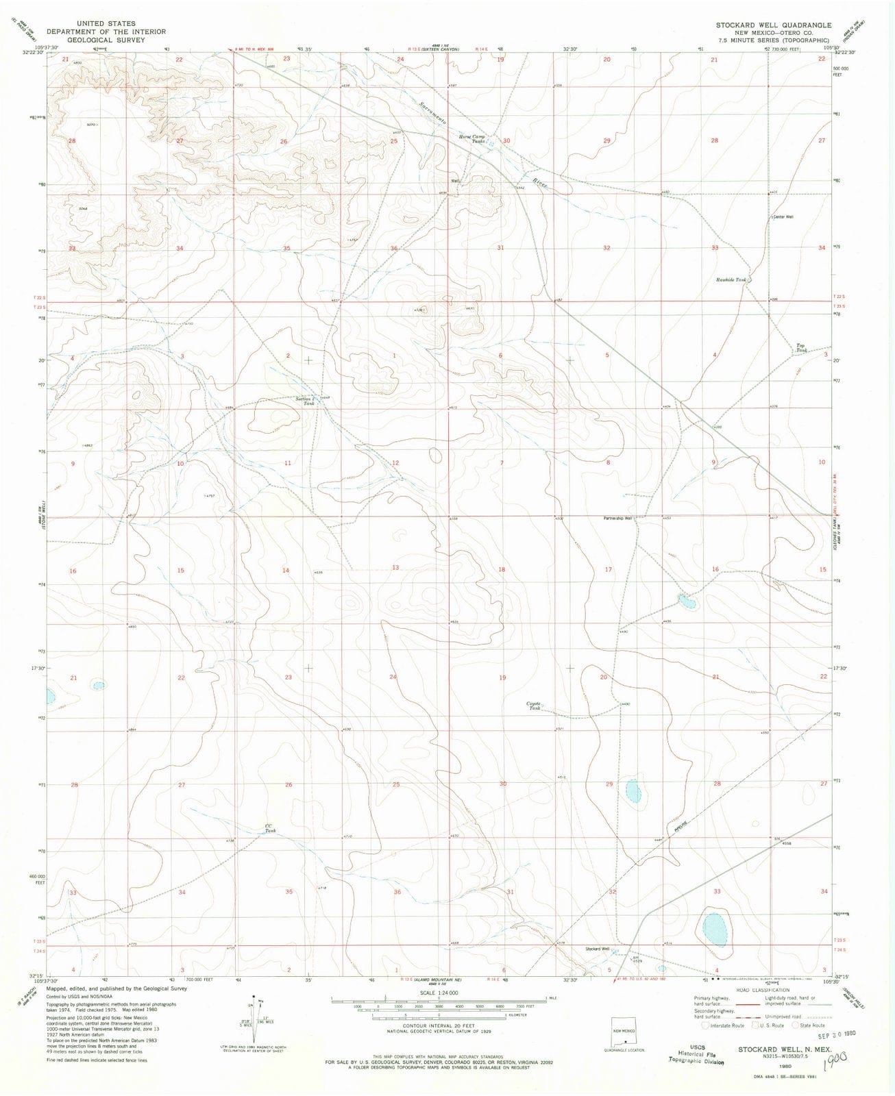 1980 Stockard Well, NM - New Mexico - USGS Topographic Map