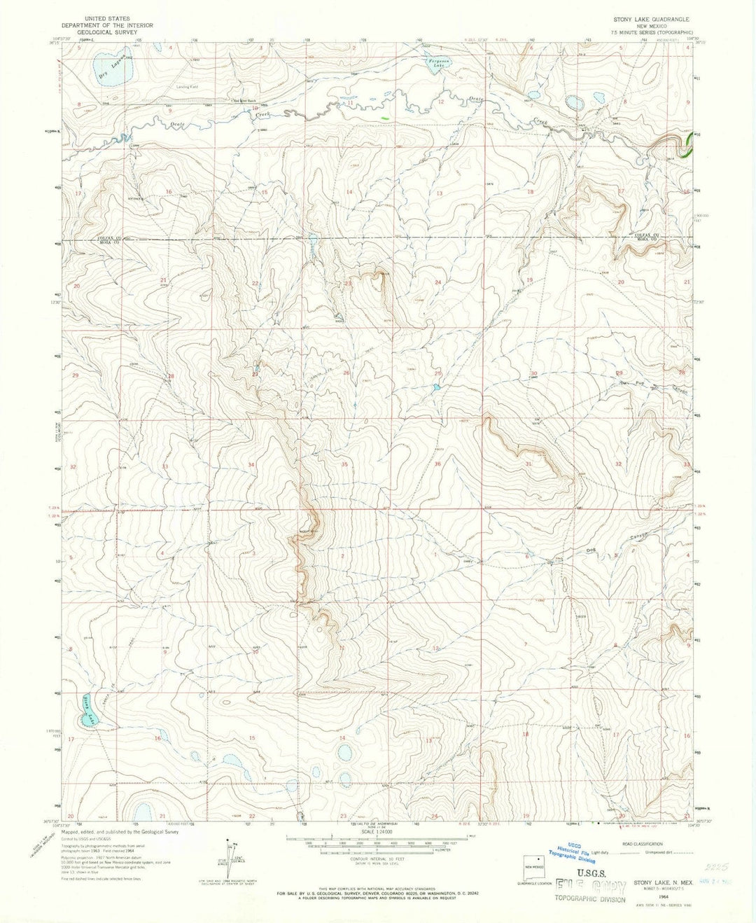 1964 Stony Lake, NM - New Mexico - USGS Topographic Map