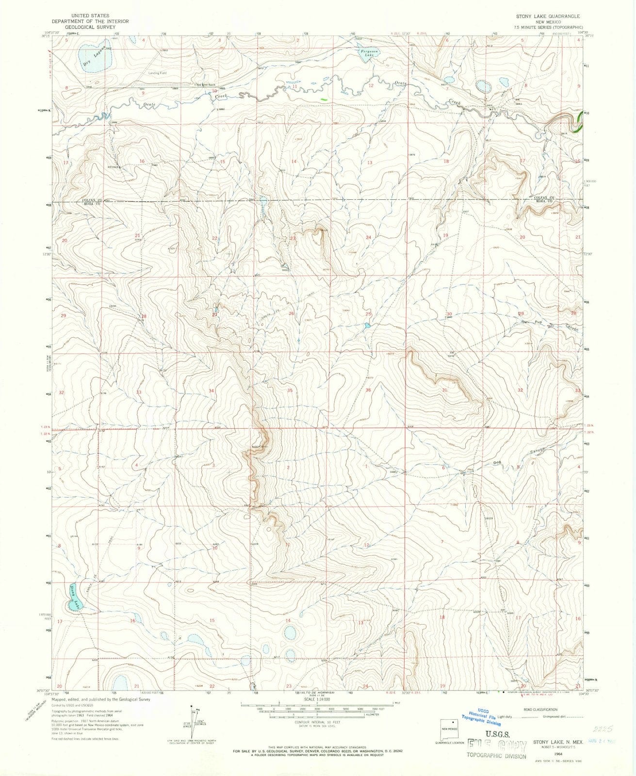 1964 Stony Lake, NM - New Mexico - USGS Topographic Map
