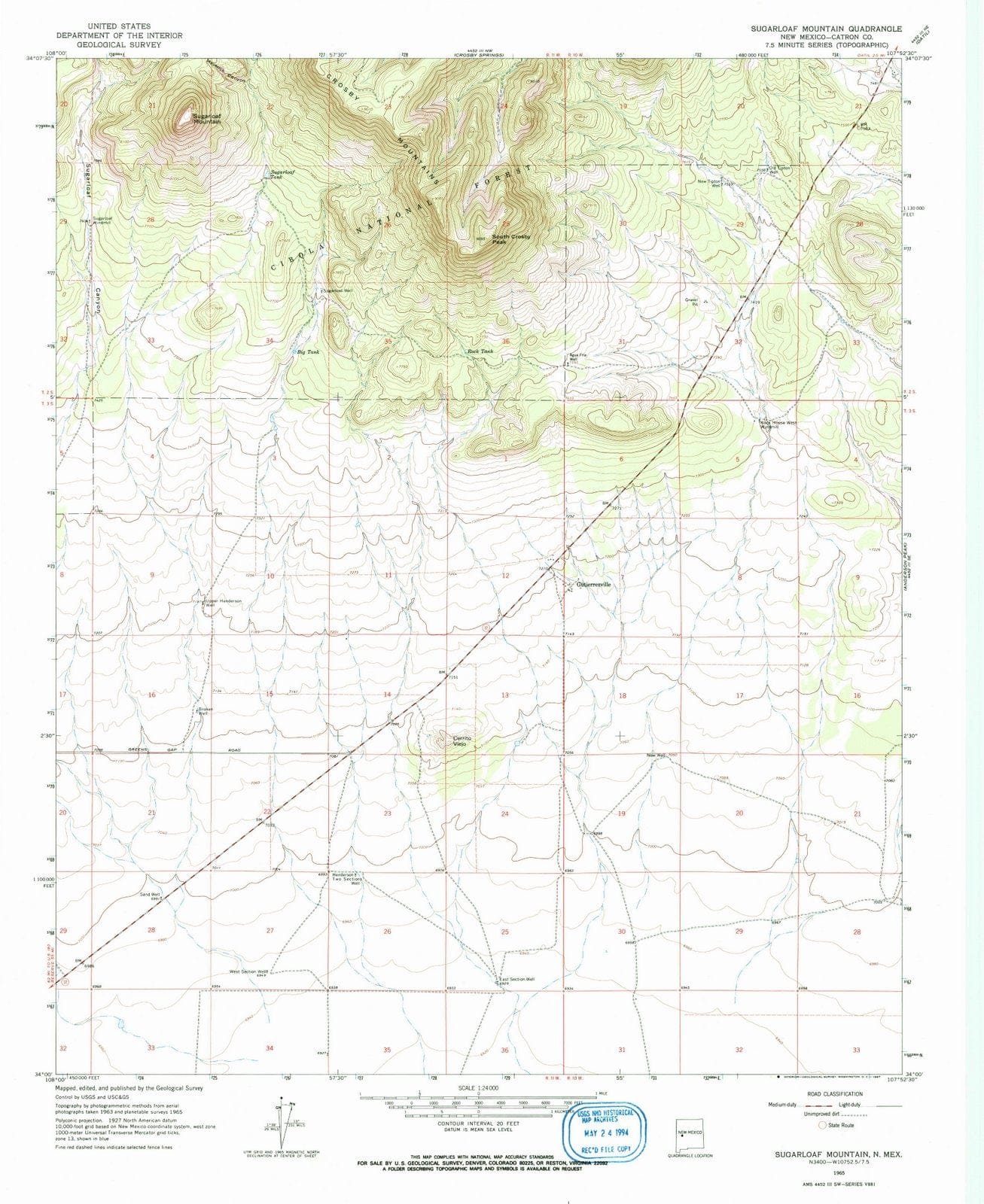 1965 Sugarloaf Mountain, NM - New Mexico - USGS Topographic Map