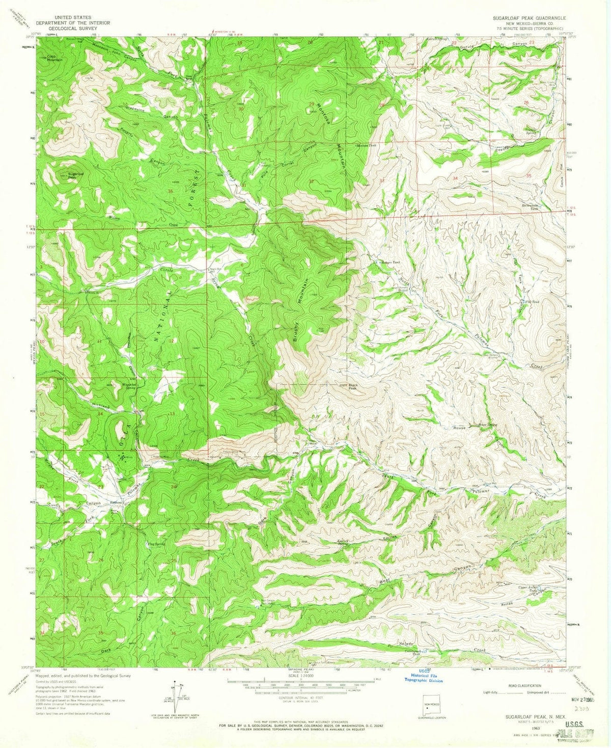 1963 Sugarloaf Peak, NM - New Mexico - USGS Topographic Map