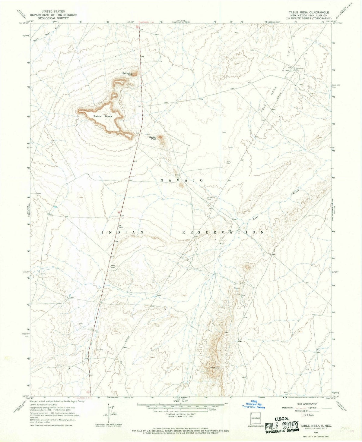 1966 Table Mesa, NM - New Mexico - USGS Topographic Map