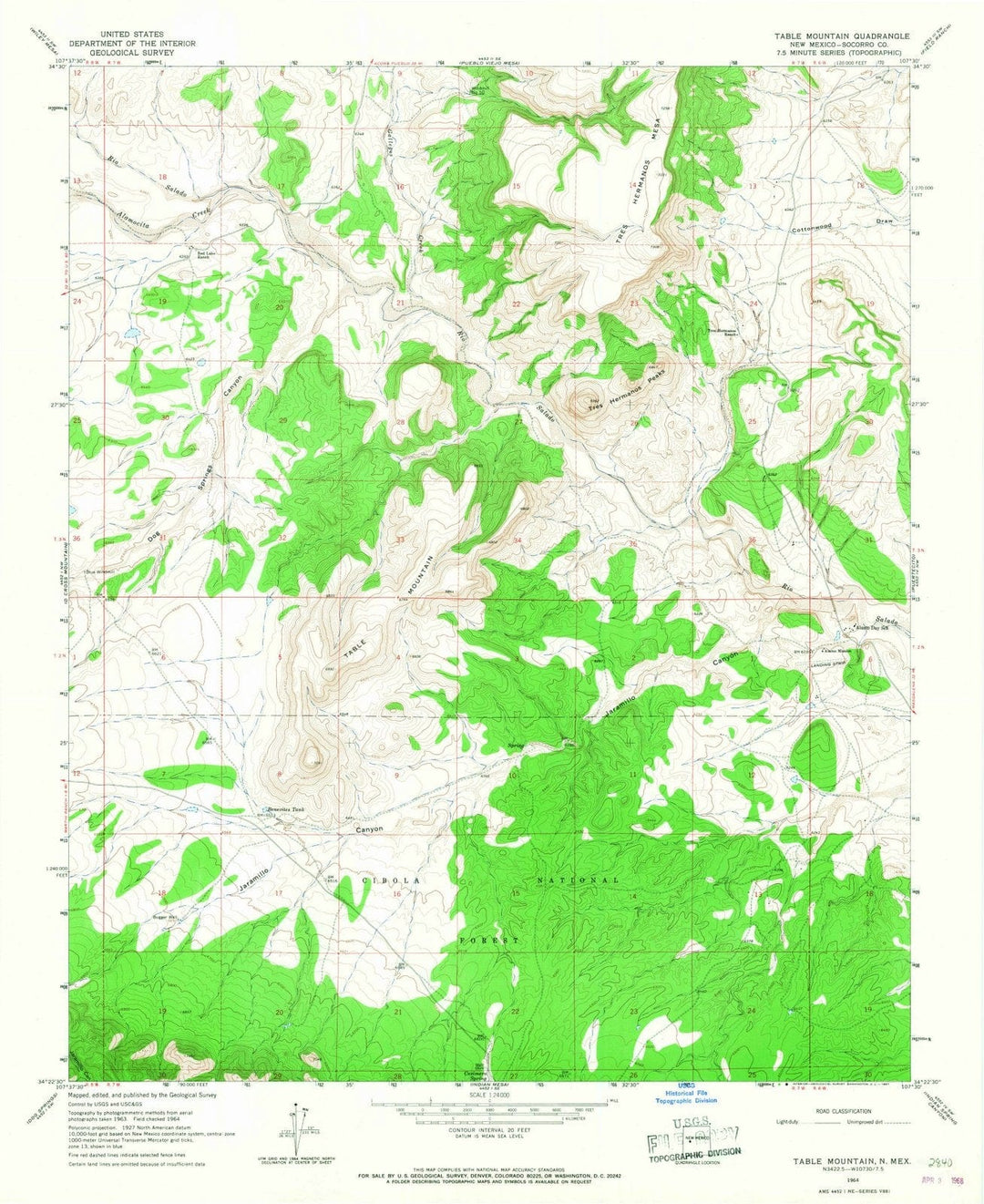 1964 Table Mountain, NM - New Mexico - USGS Topographic Map