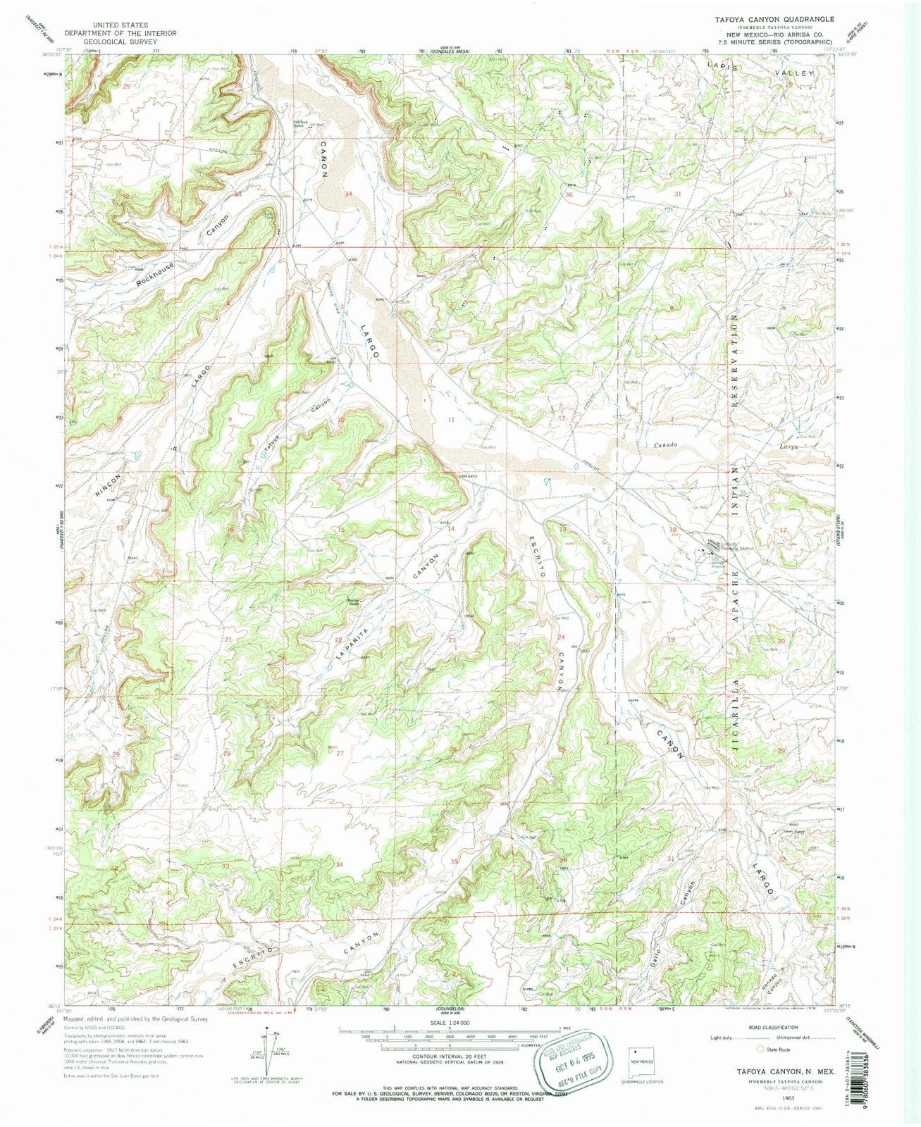 1963 Tafoya Canyon, NM - New Mexico - USGS Topographic Map