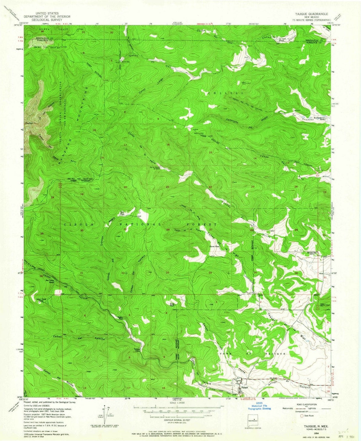 1954 Tajique, NM - New Mexico - USGS Topographic Map