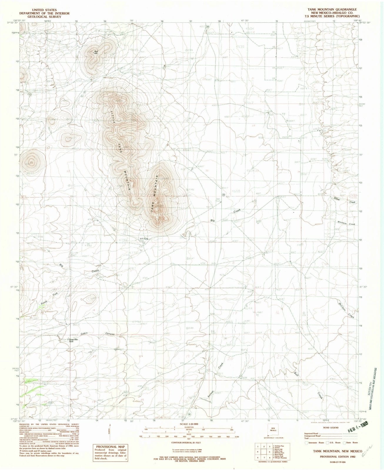 1982 Tank Mountain, NM - New Mexico - USGS Topographic Map