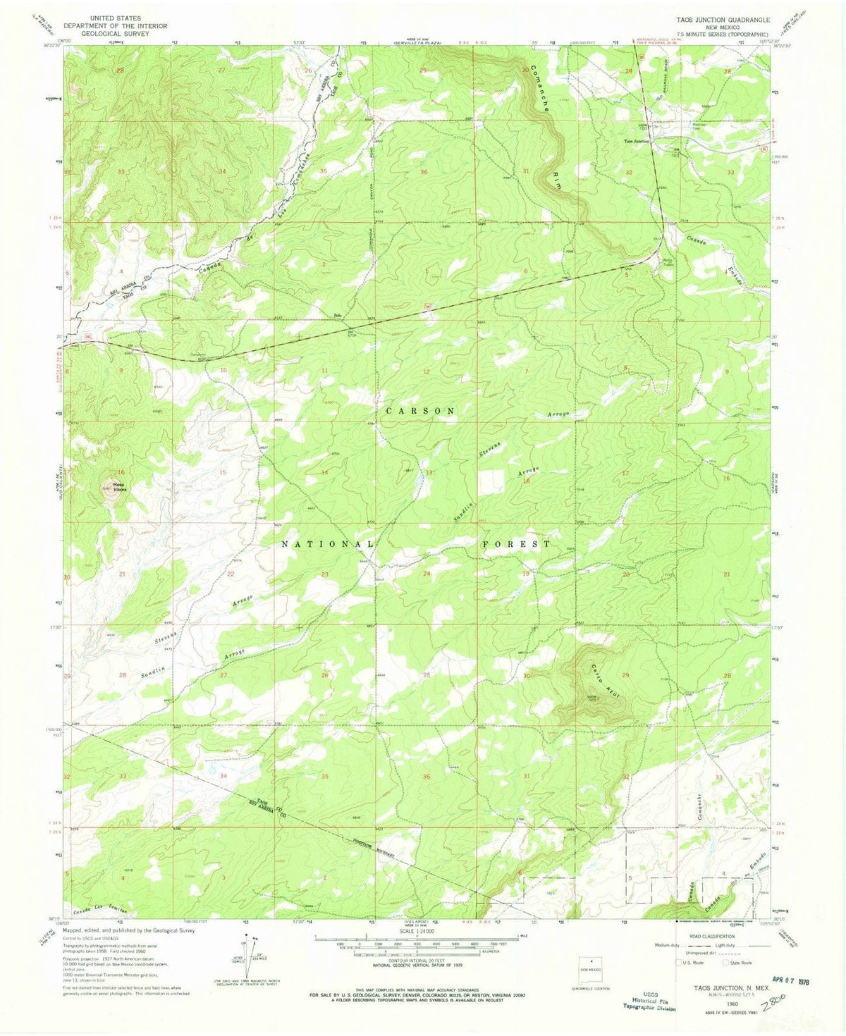 1960 Taos Junction, NM - New Mexico - USGS Topographic Map