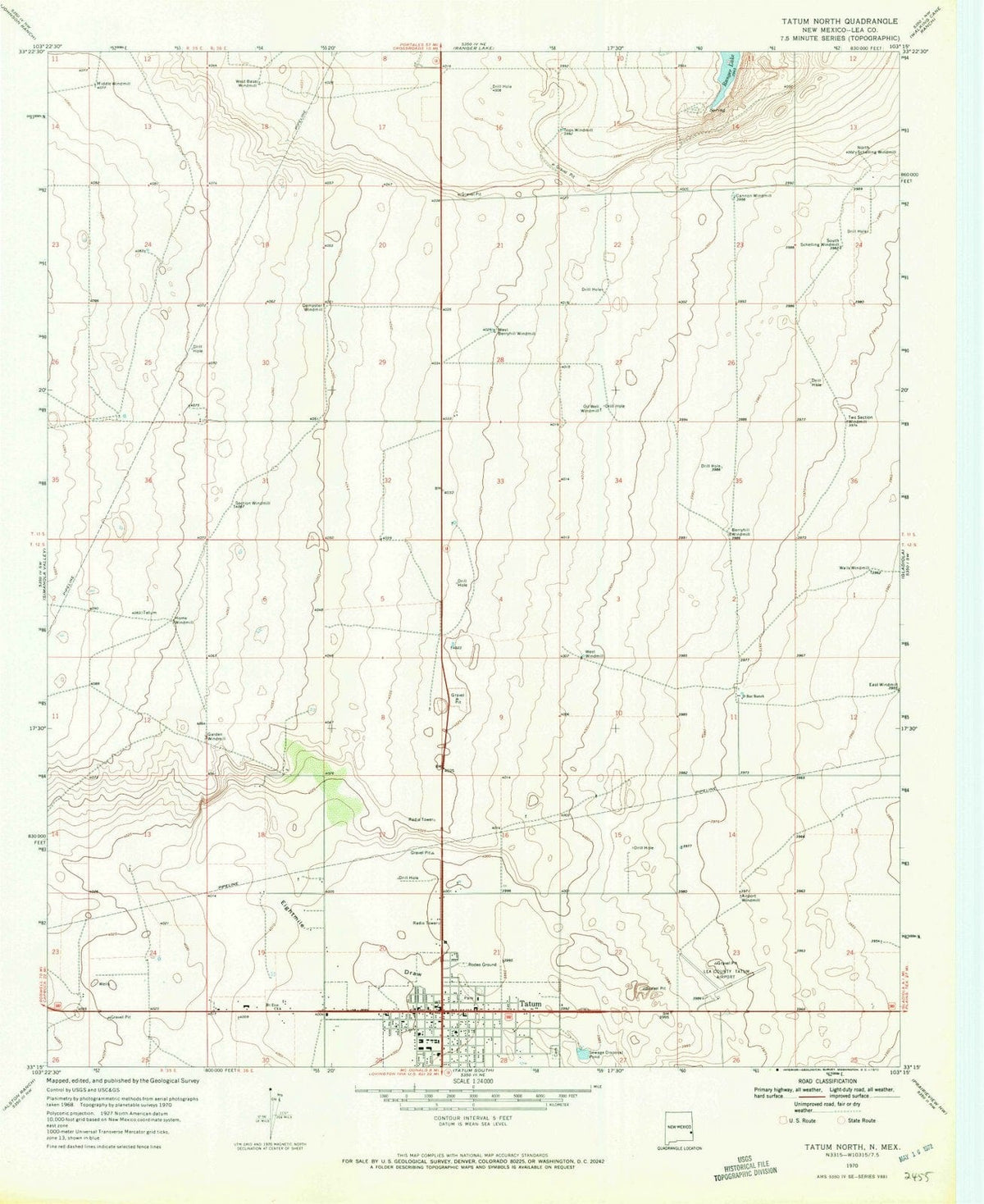 1970 Tatum North, NM - New Mexico - USGS Topographic Map