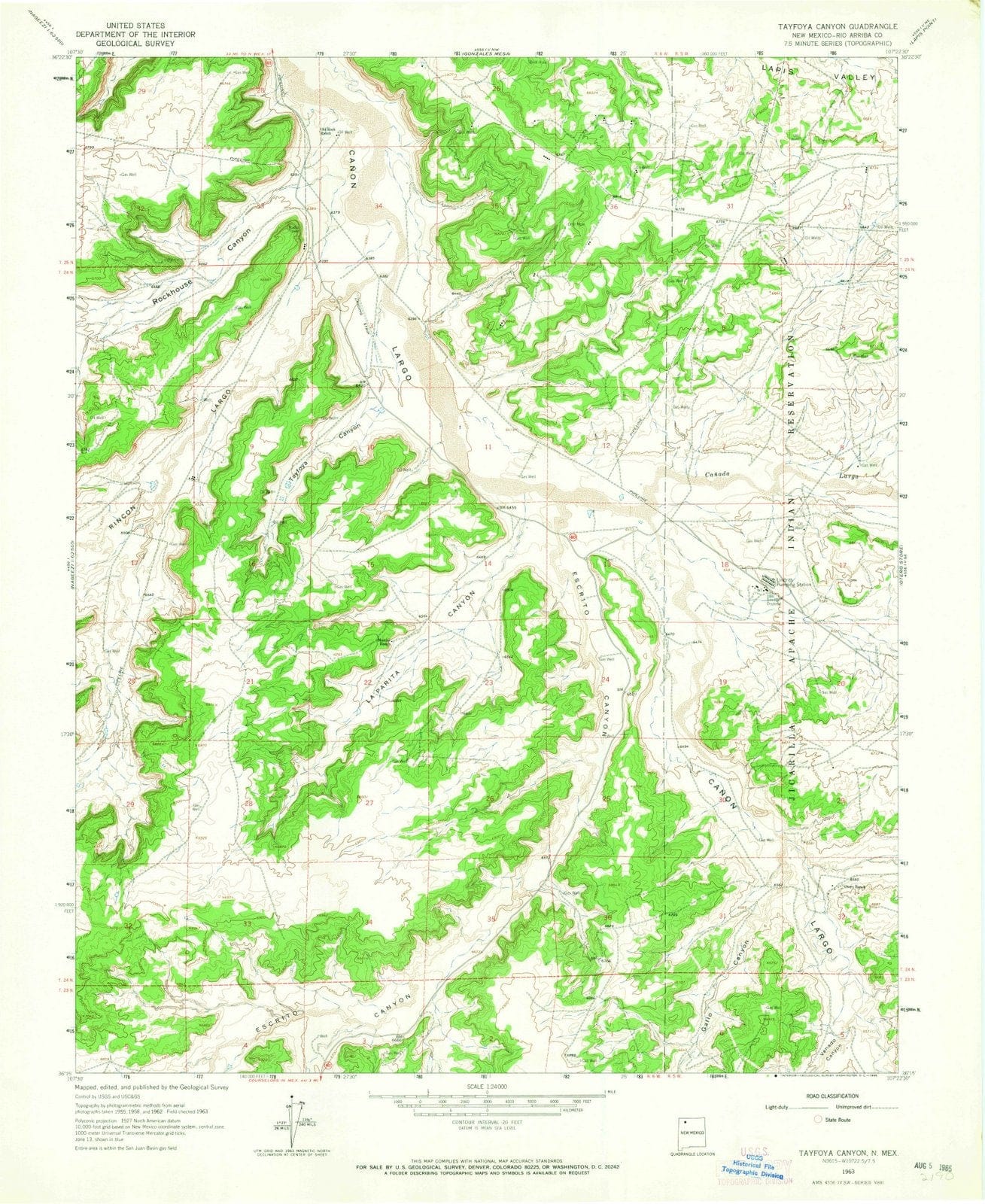 1963 Tayfoya Canyon, NM - New Mexico - USGS Topographic Map