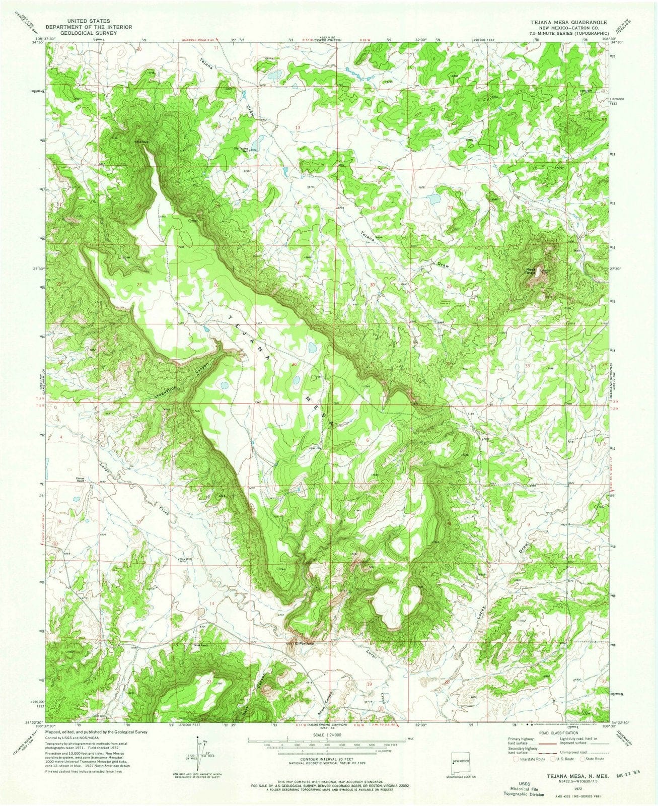 1972 Tejana Mesa, NM - New Mexico - USGS Topographic Map