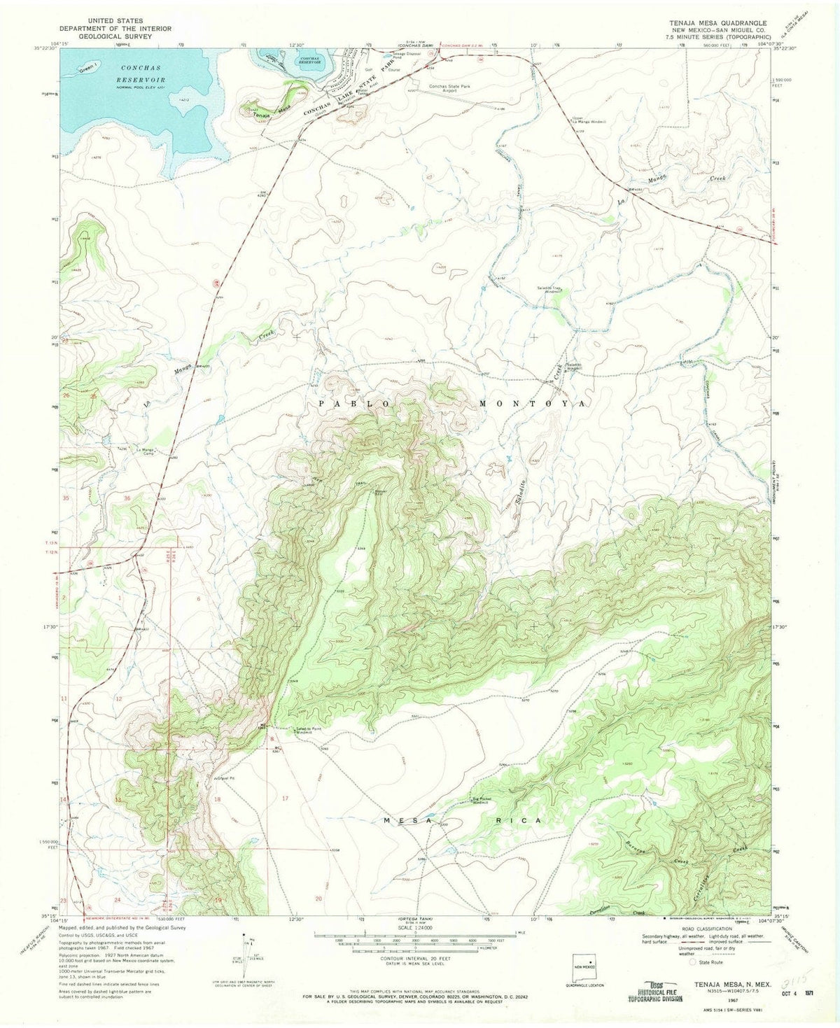 1967 Tenaja Mesa, NM - New Mexico - USGS Topographic Map