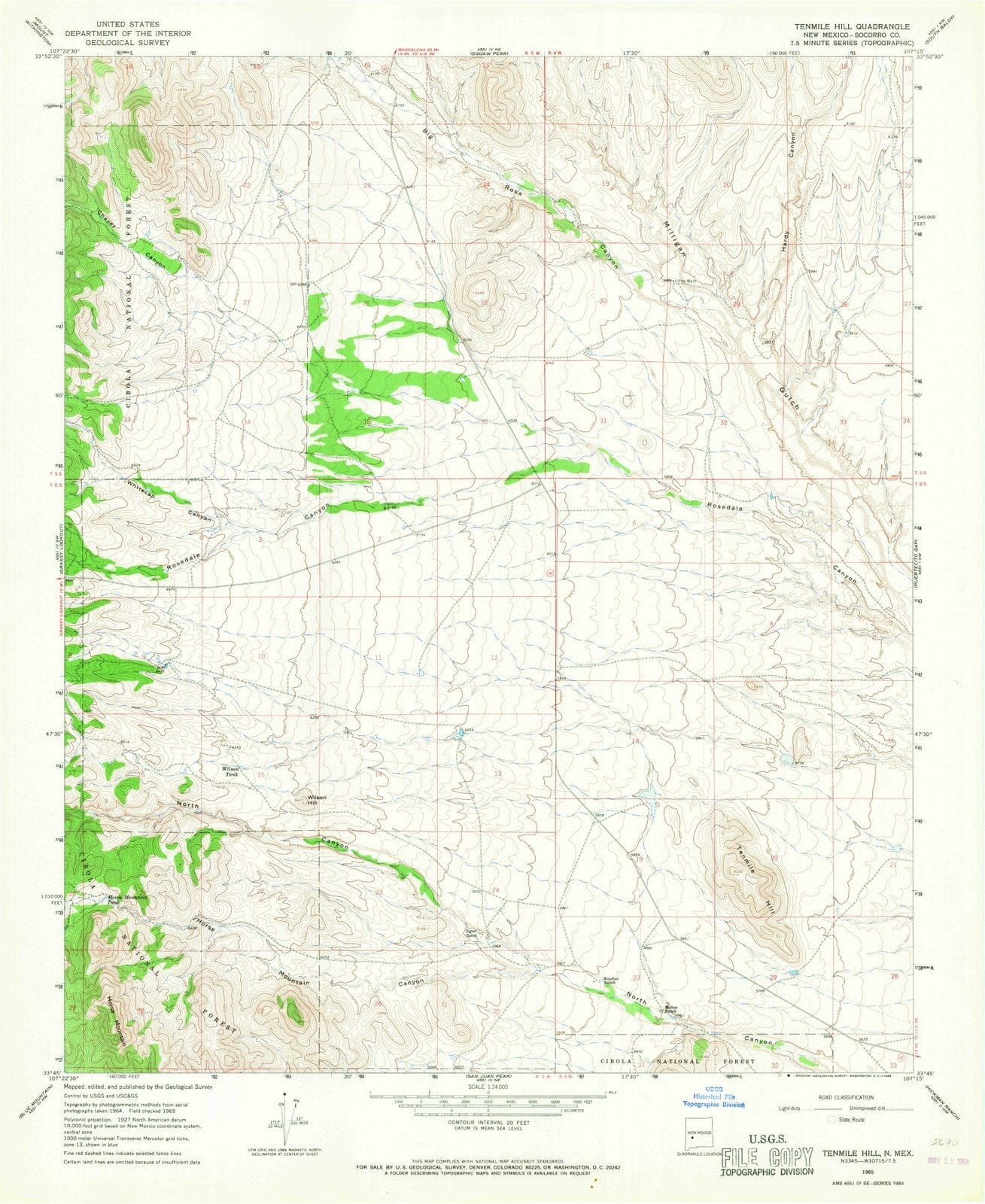 1965 Tenmile Hill, NM - New Mexico - USGS Topographic Map