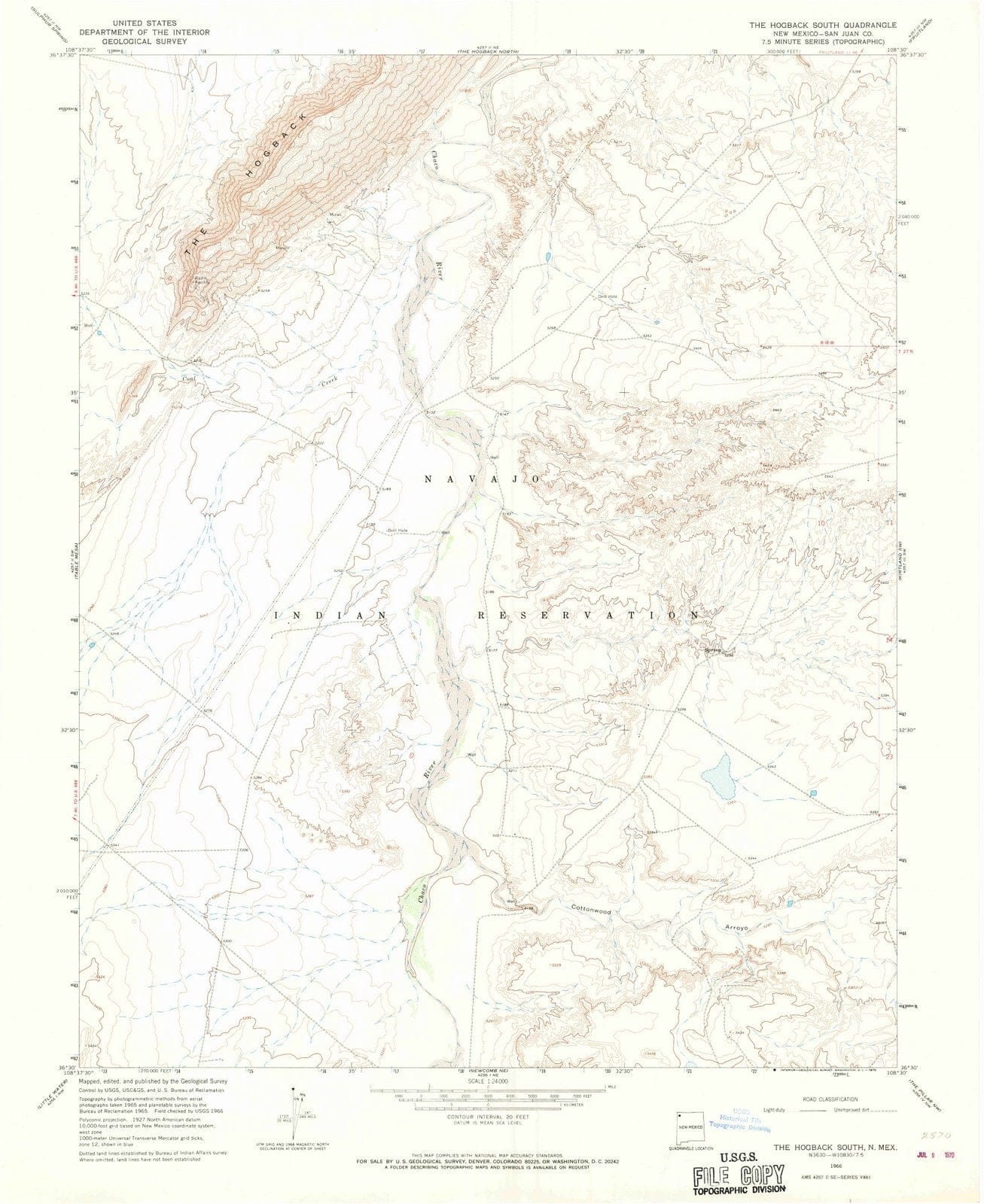 1966 The Hogback South, NM - New Mexico - USGS Topographic Map