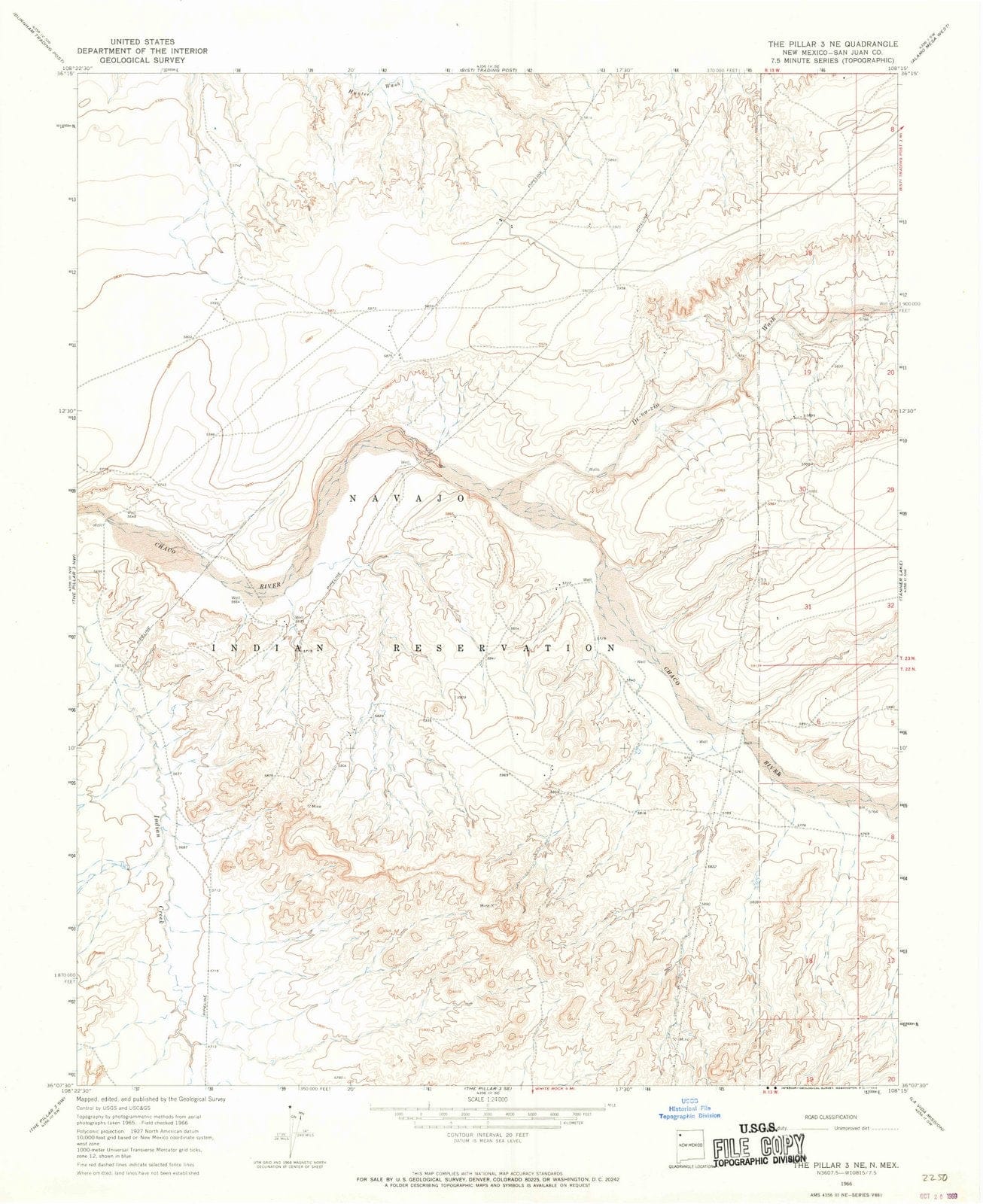1966 The Pillar 3, NM - New Mexico - USGS Topographic Map