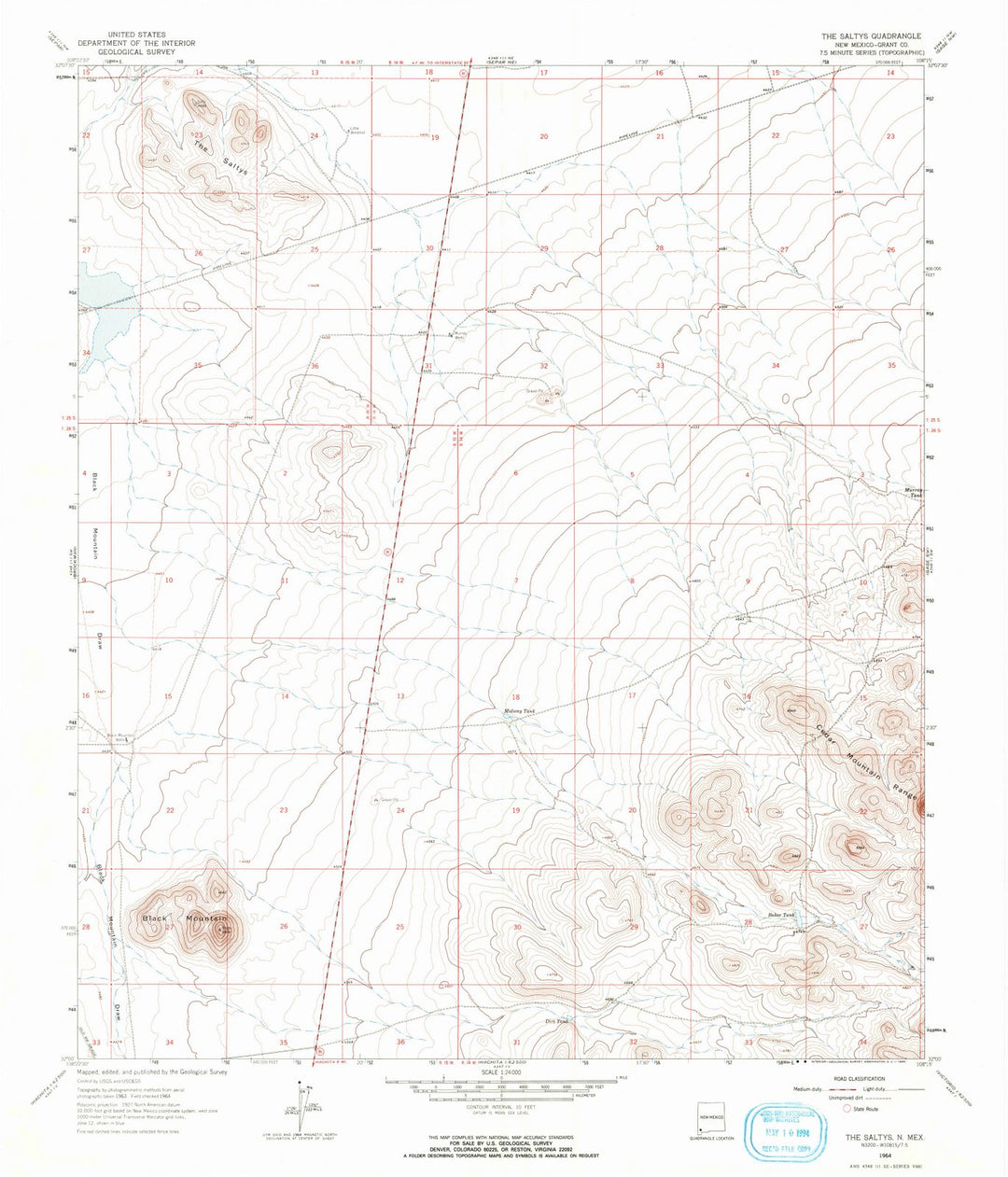 1964 The Saltys, NM - New Mexico - USGS Topographic Map