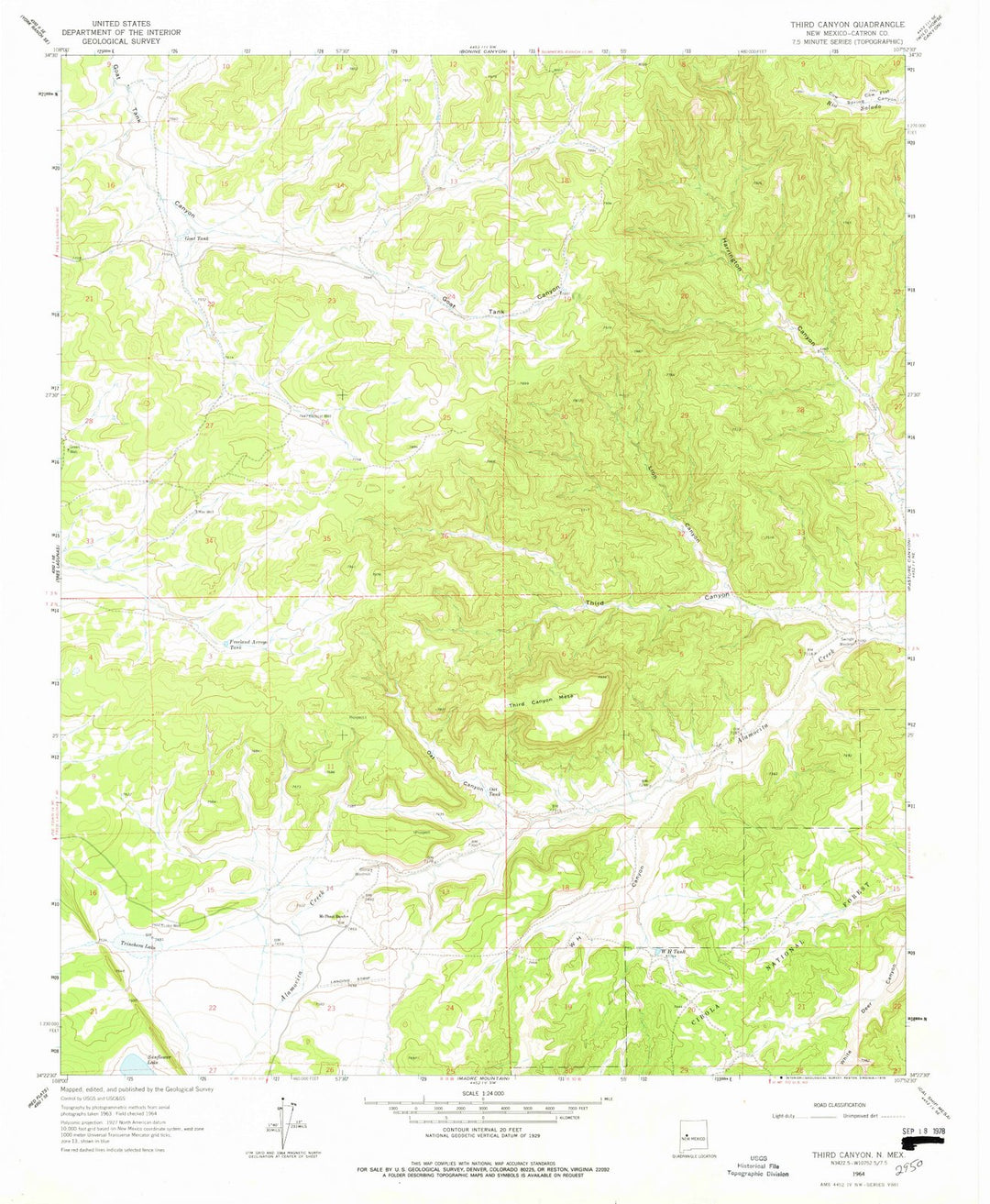 1964 Third Canyon, NM - New Mexico - USGS Topographic Map