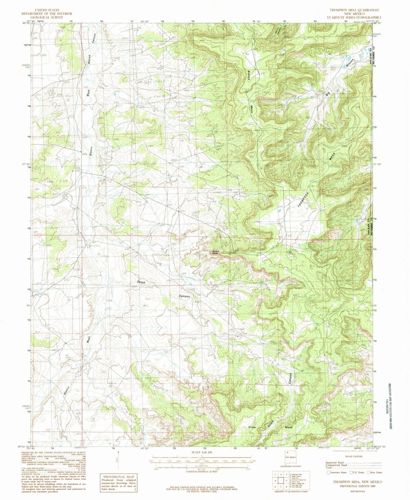 1985 Thompson Mesa, NM - New Mexico - USGS Topographic Map