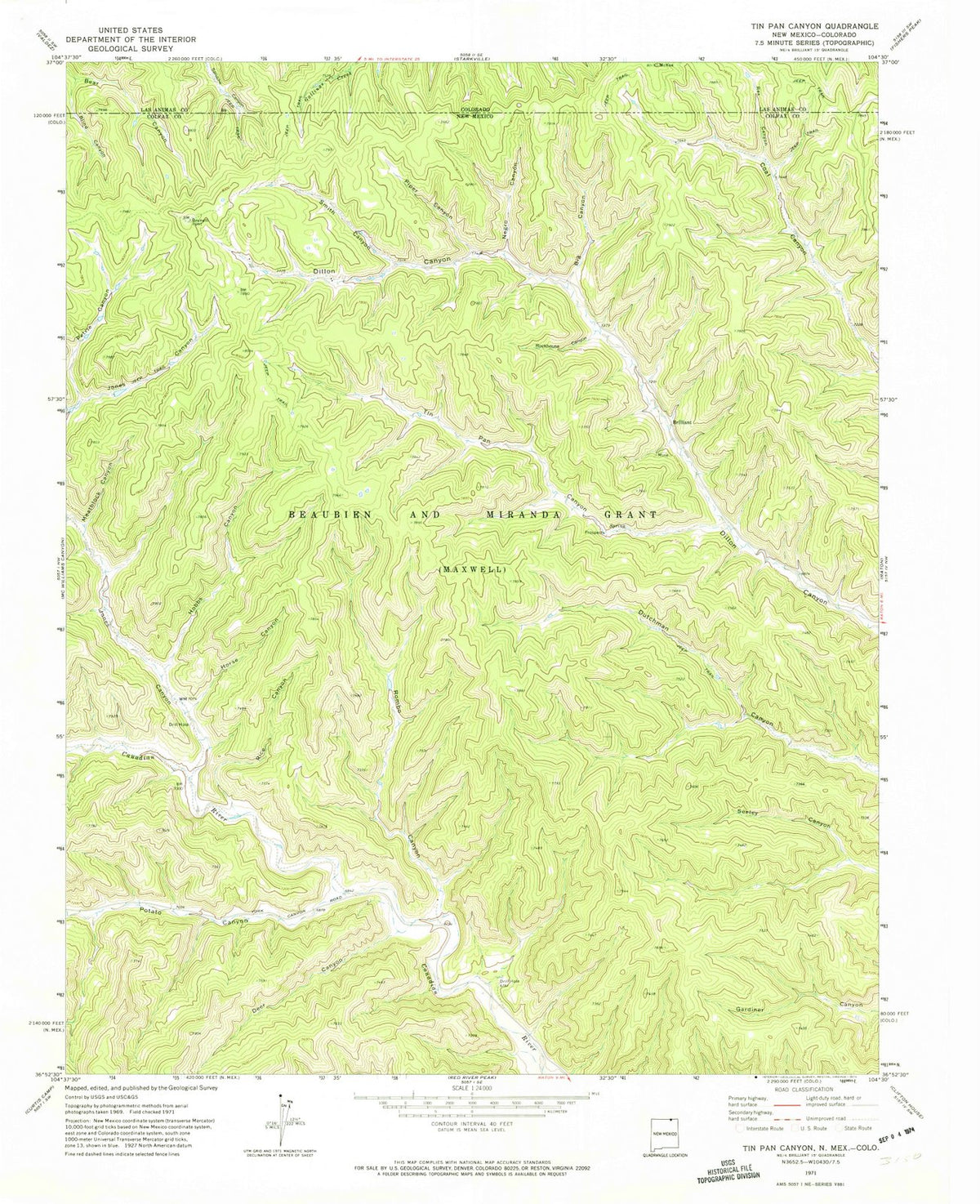 1971 Tin Pan Canyon, NM - New Mexico - USGS Topographic Map