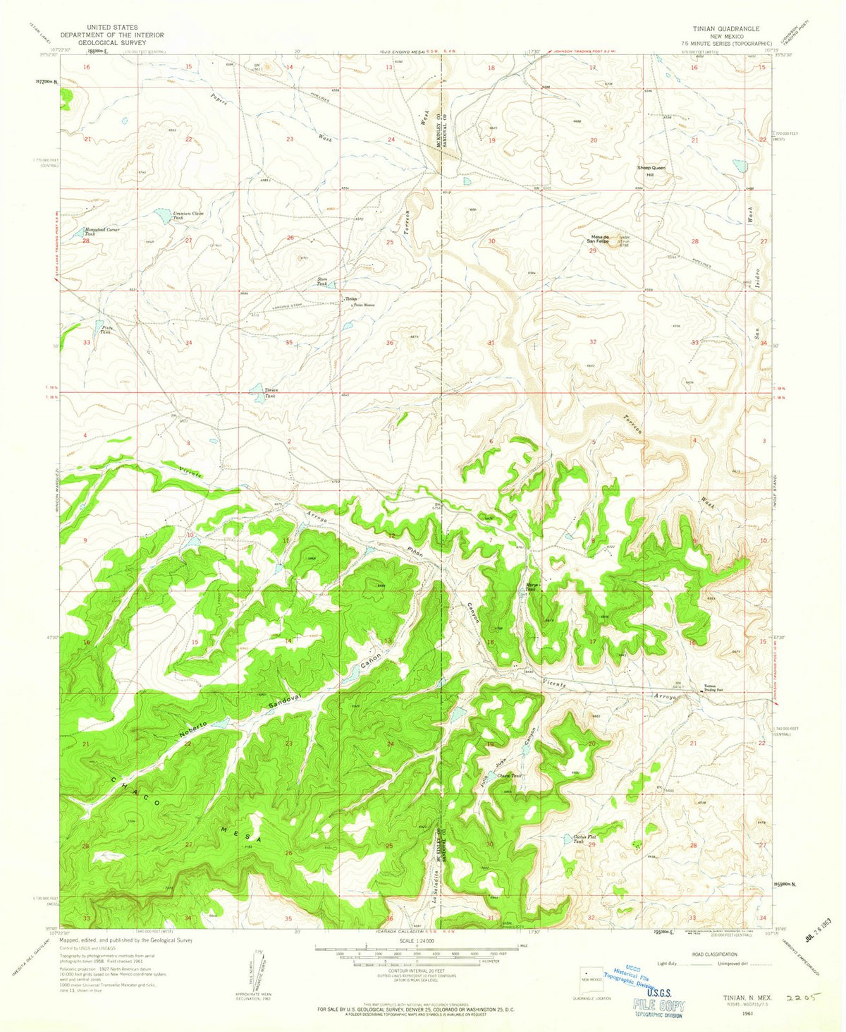 1961 Tinian, NM - New Mexico - USGS Topographic Map