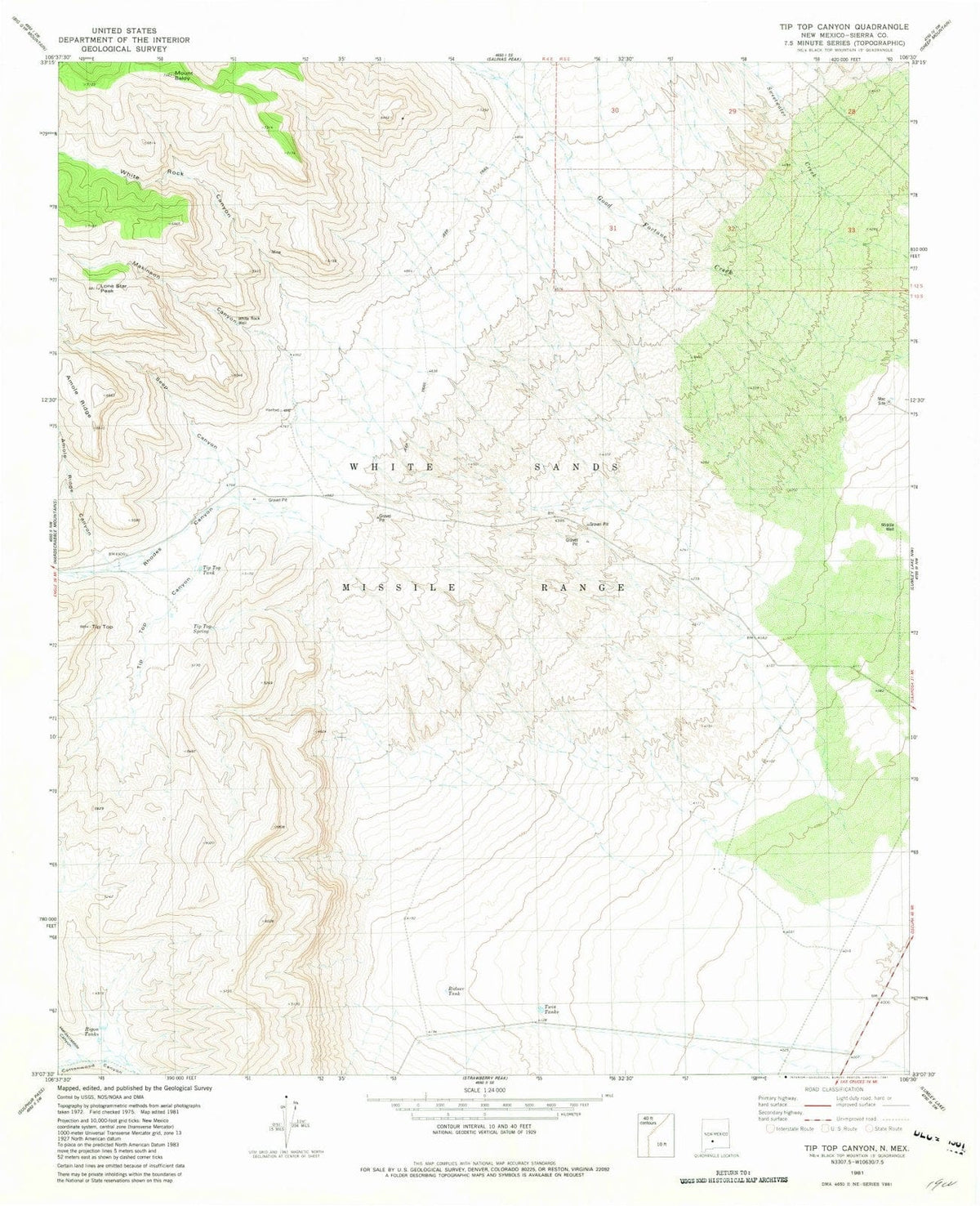 1981 Tip Top Canyon, NM - New Mexico - USGS Topographic Map