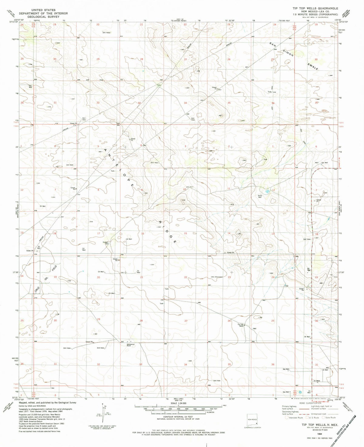 1984 Tip Top Wells, NM - New Mexico - USGS Topographic Map
